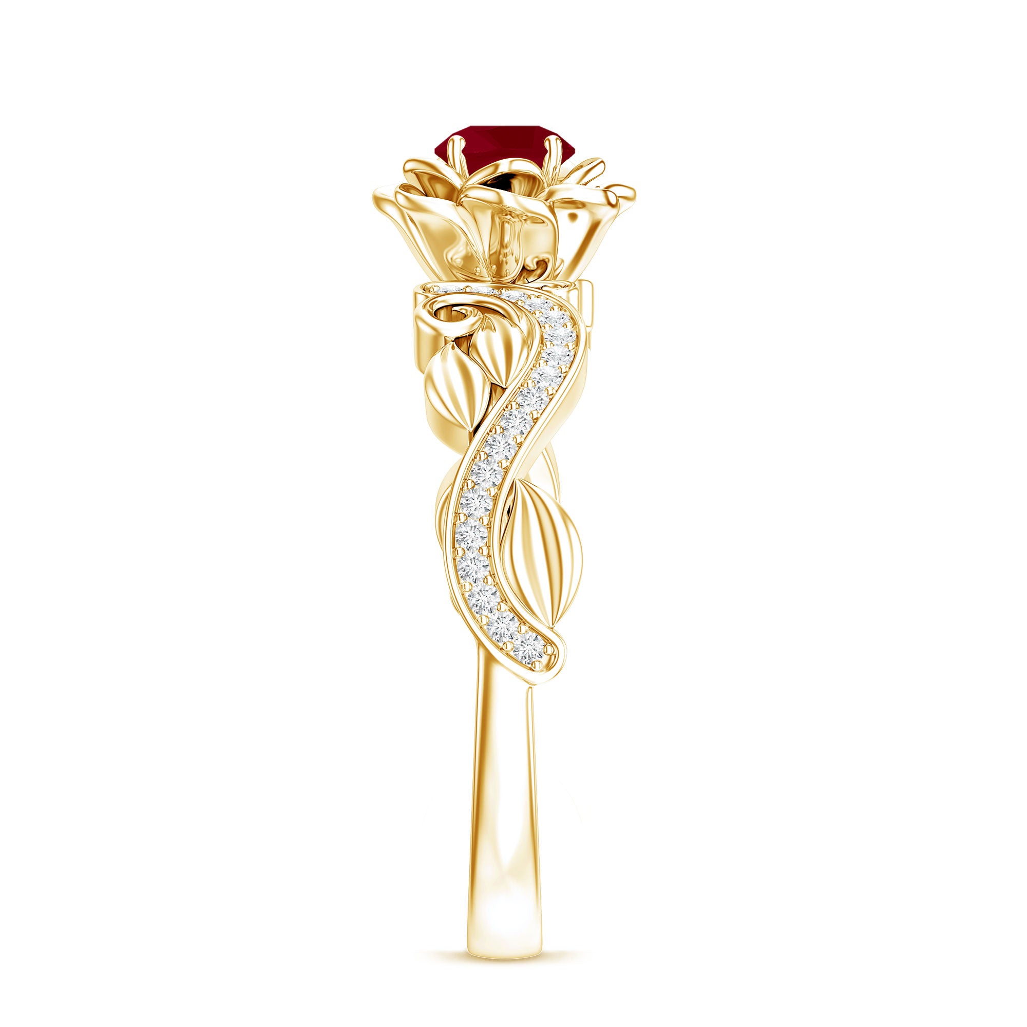 Nature Inspired 0.6 Carat Ruby Diamond Engagement Ring for Women AAA - Rosec Jewels