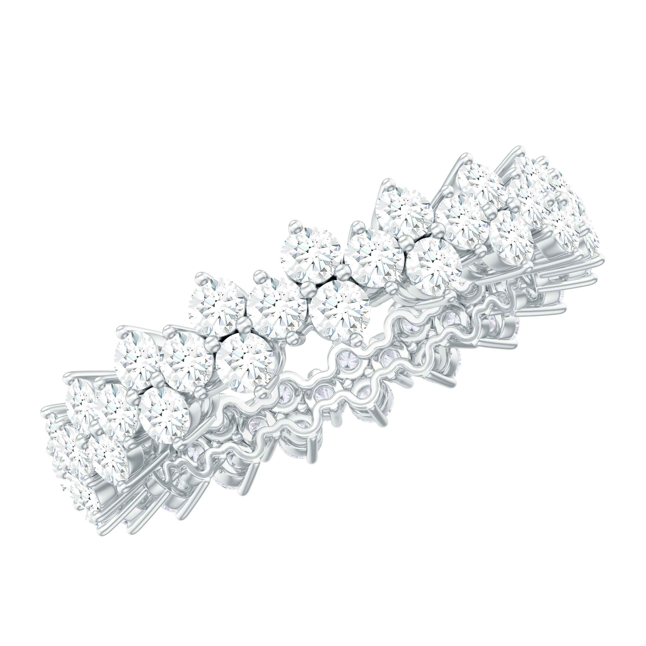 Cluster Wedding Band for Women with Moissanite D-VS1 - Rosec Jewels