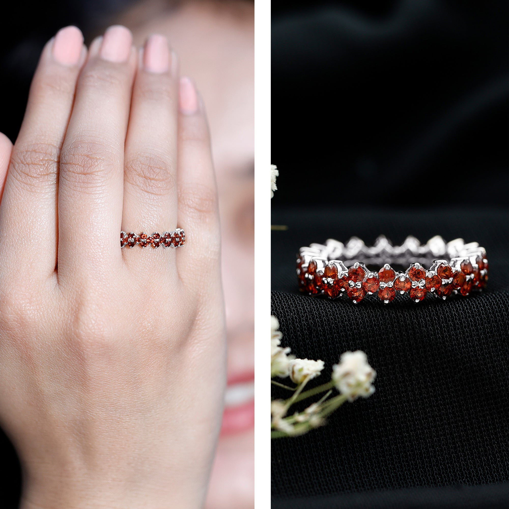Natural Garnet Eternity Band for Anniversary AAA - Rosec Jewels