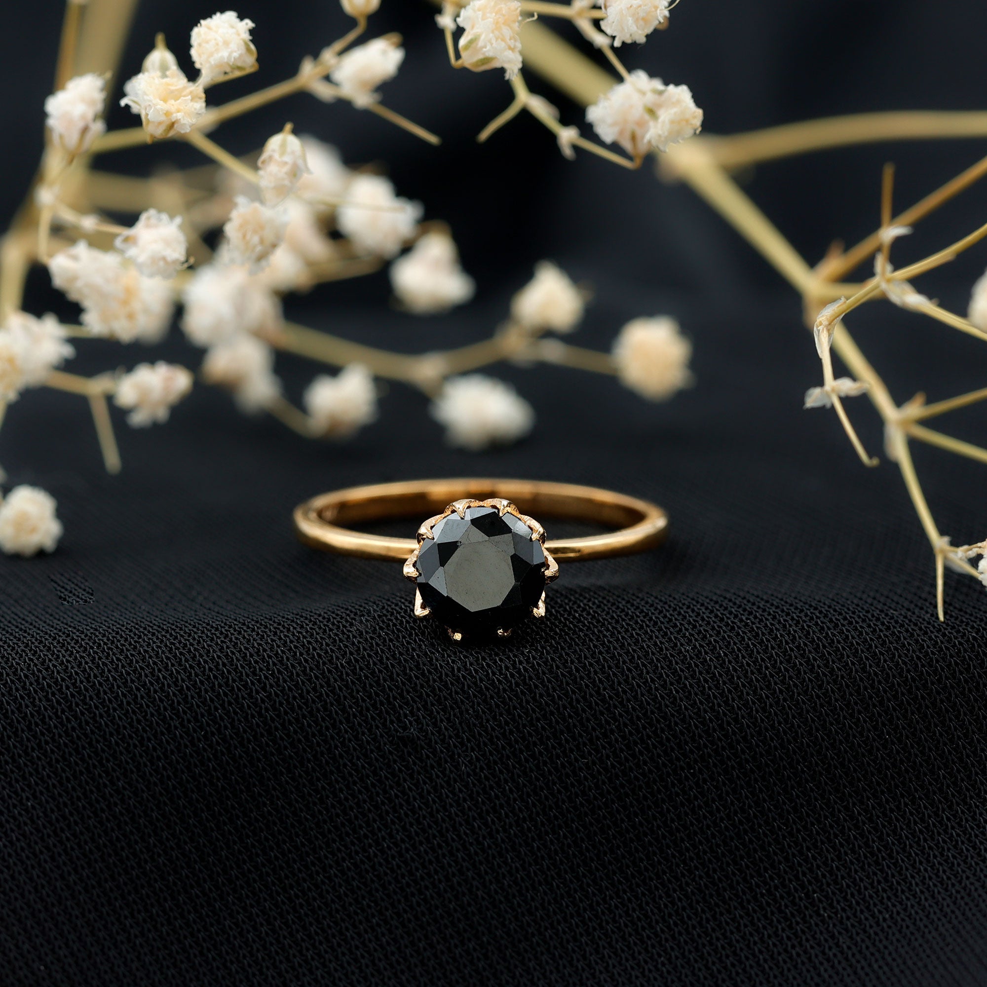 Certified 2 Carat Lab Grown Black Diamond Solitaire Engagement Ring AAAA ( Synthetic ) - Rosec Jewels