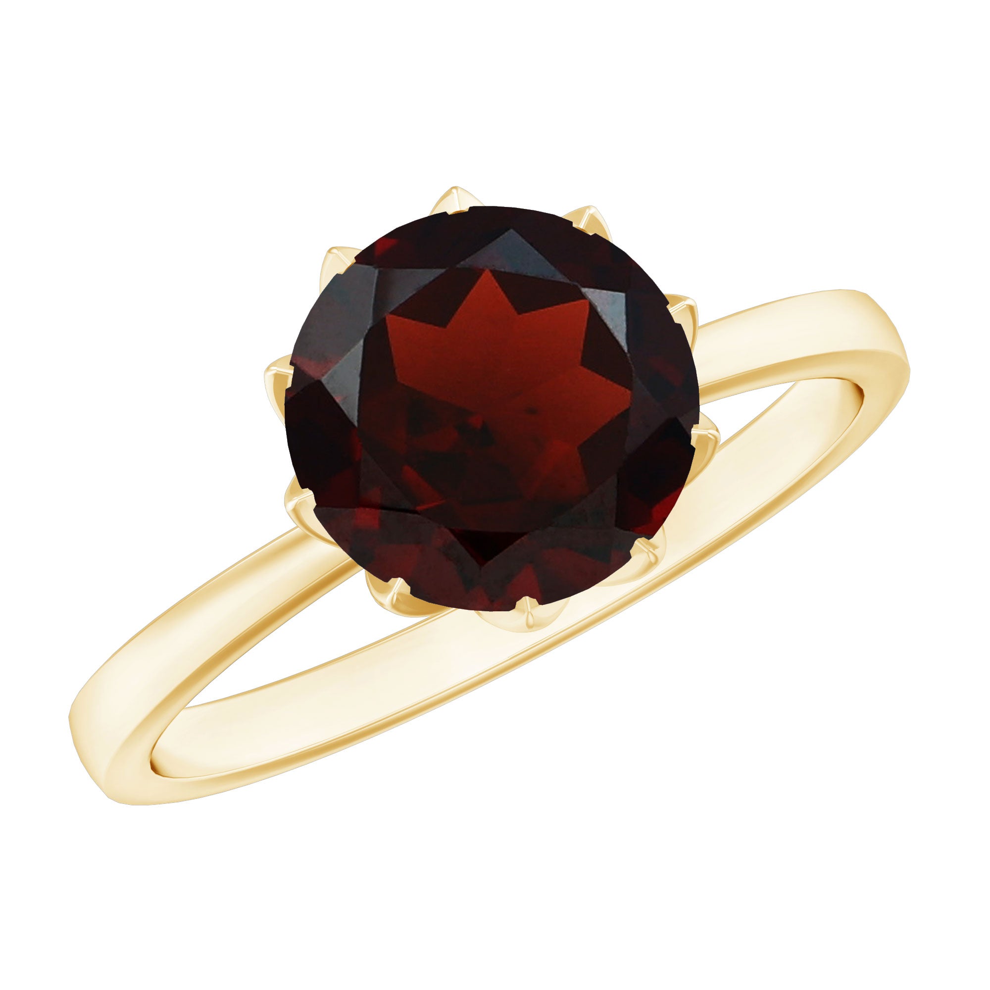 Natural 8mm Garnet Solitaire Engagement Ring AAA - Rosec Jewels