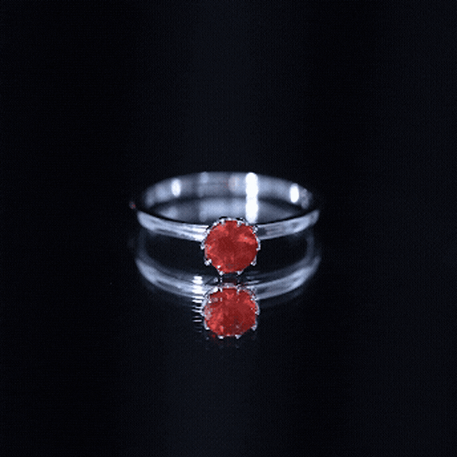 0.75 Carat Round Fire Opal Solitaire Ring in Lotus Basket Setting AAA - Rosec Jewels