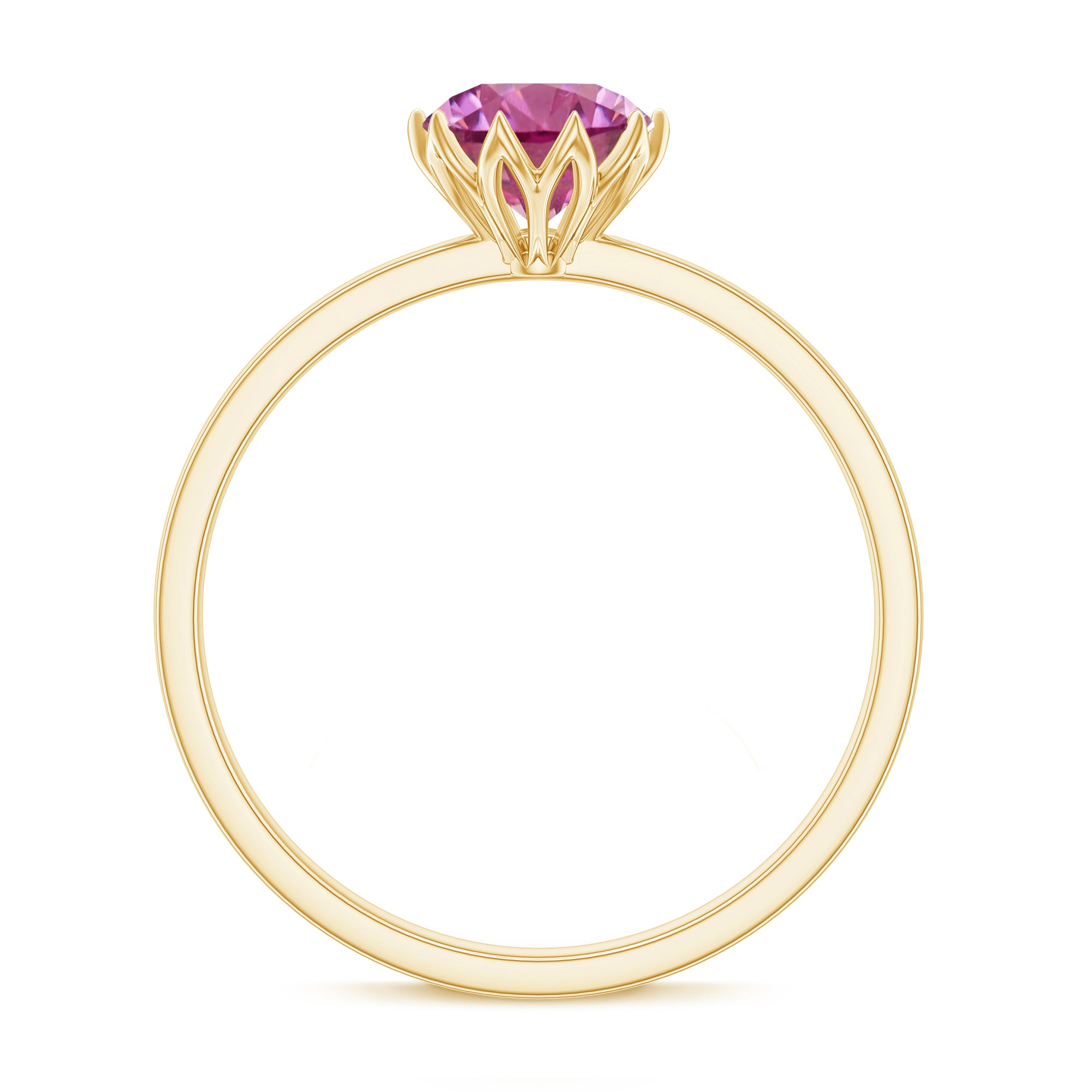 1.2 Carat Natural Pink Tourmaline Solitaire Ring in Lotus Basket Setting AAA - Rosec Jewels