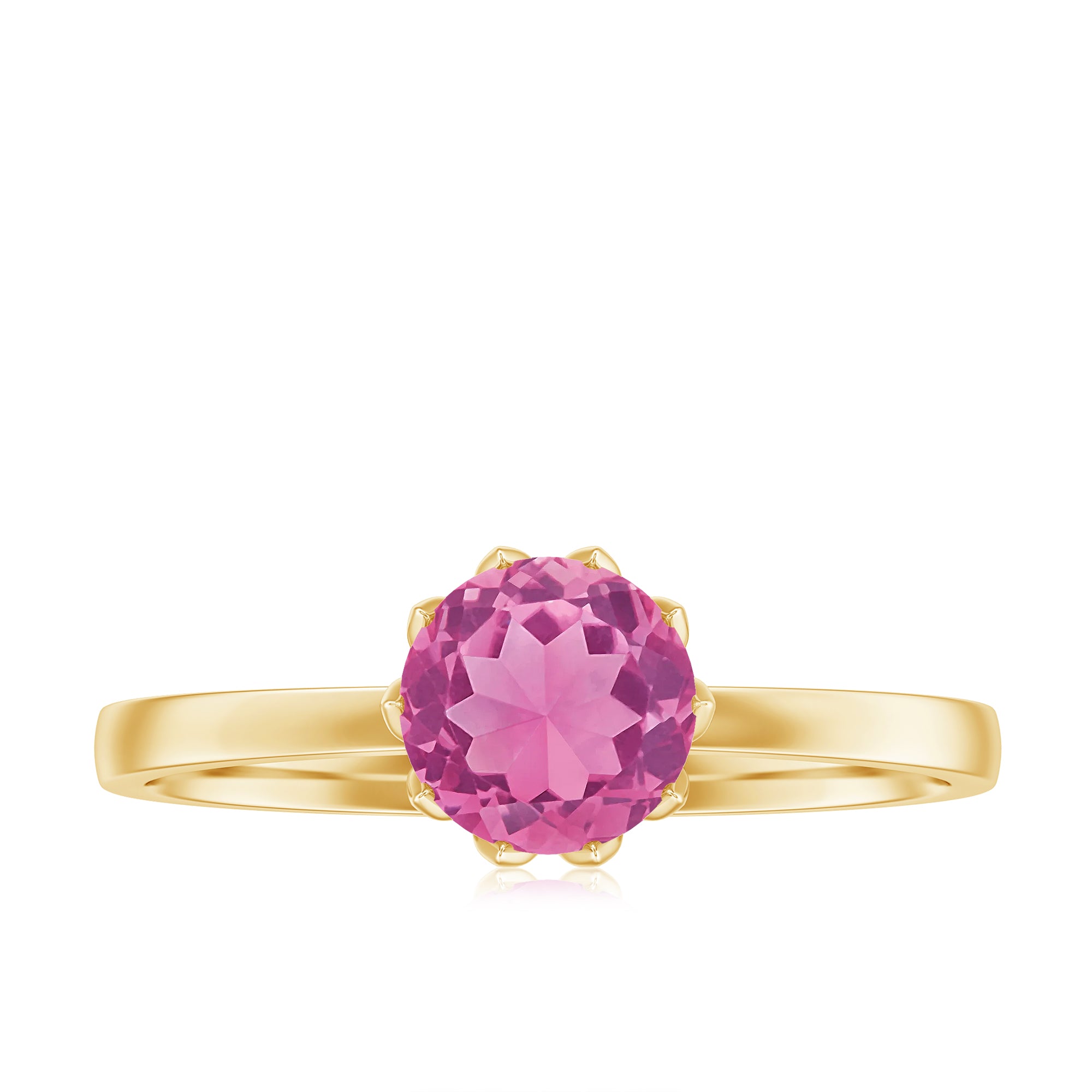 1.2 Carat Natural Pink Tourmaline Solitaire Ring in Lotus Basket Setting AAA - Rosec Jewels