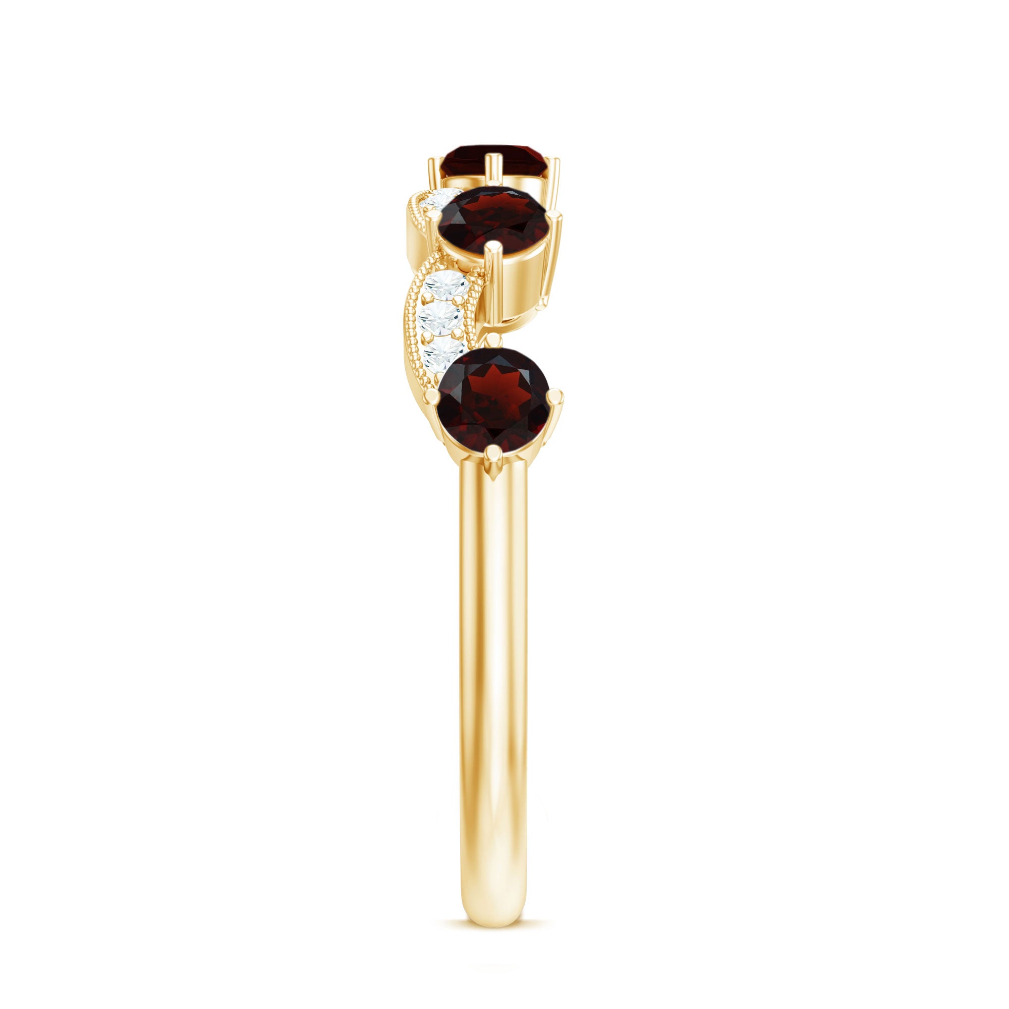 Natural Garnet Diamond Half Eternity Ring for Anniversary AAA - Rosec Jewels