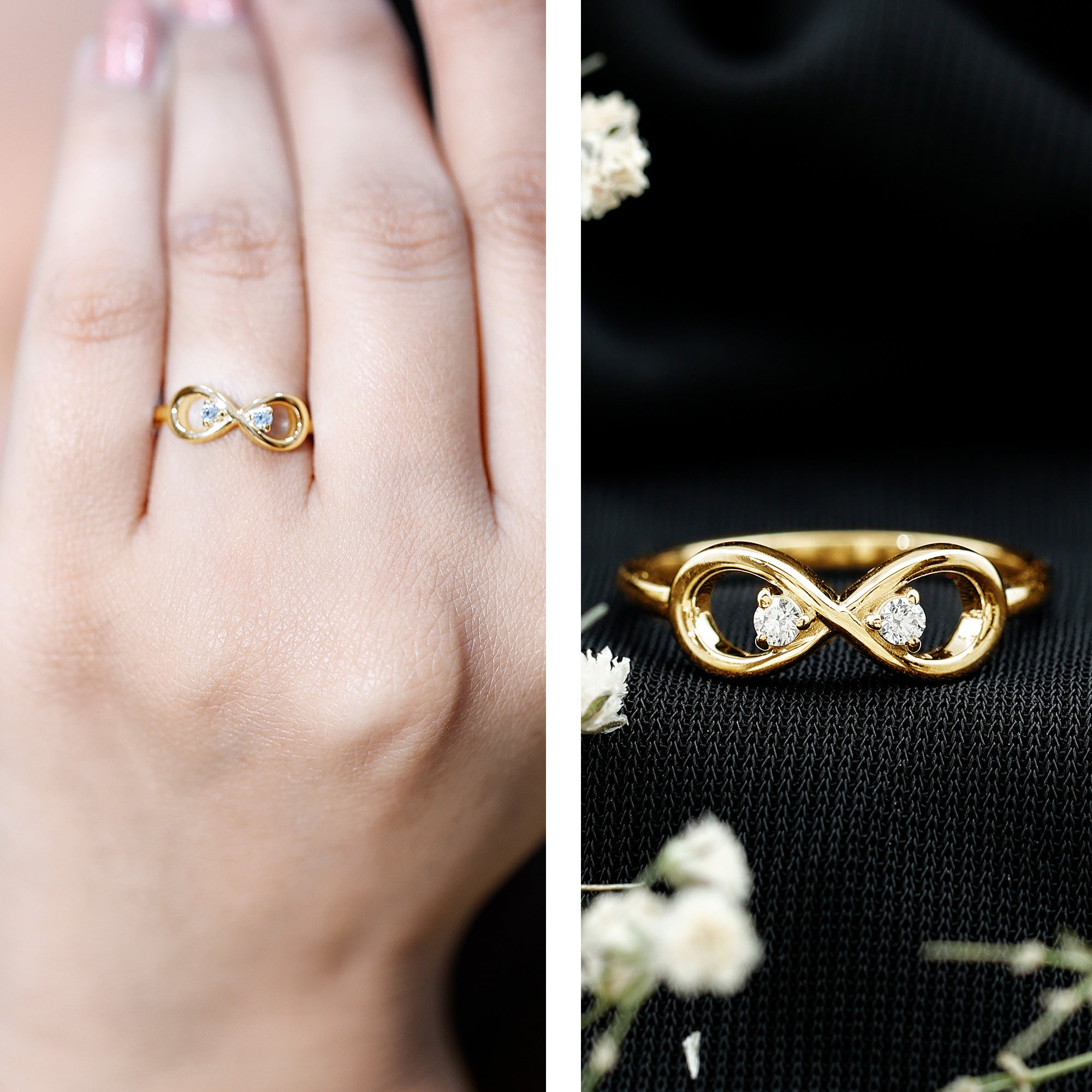 Certified Real Diamond Infinity Promise Ring for Women Natural - ( HI-SI ) - Rosec Jewels