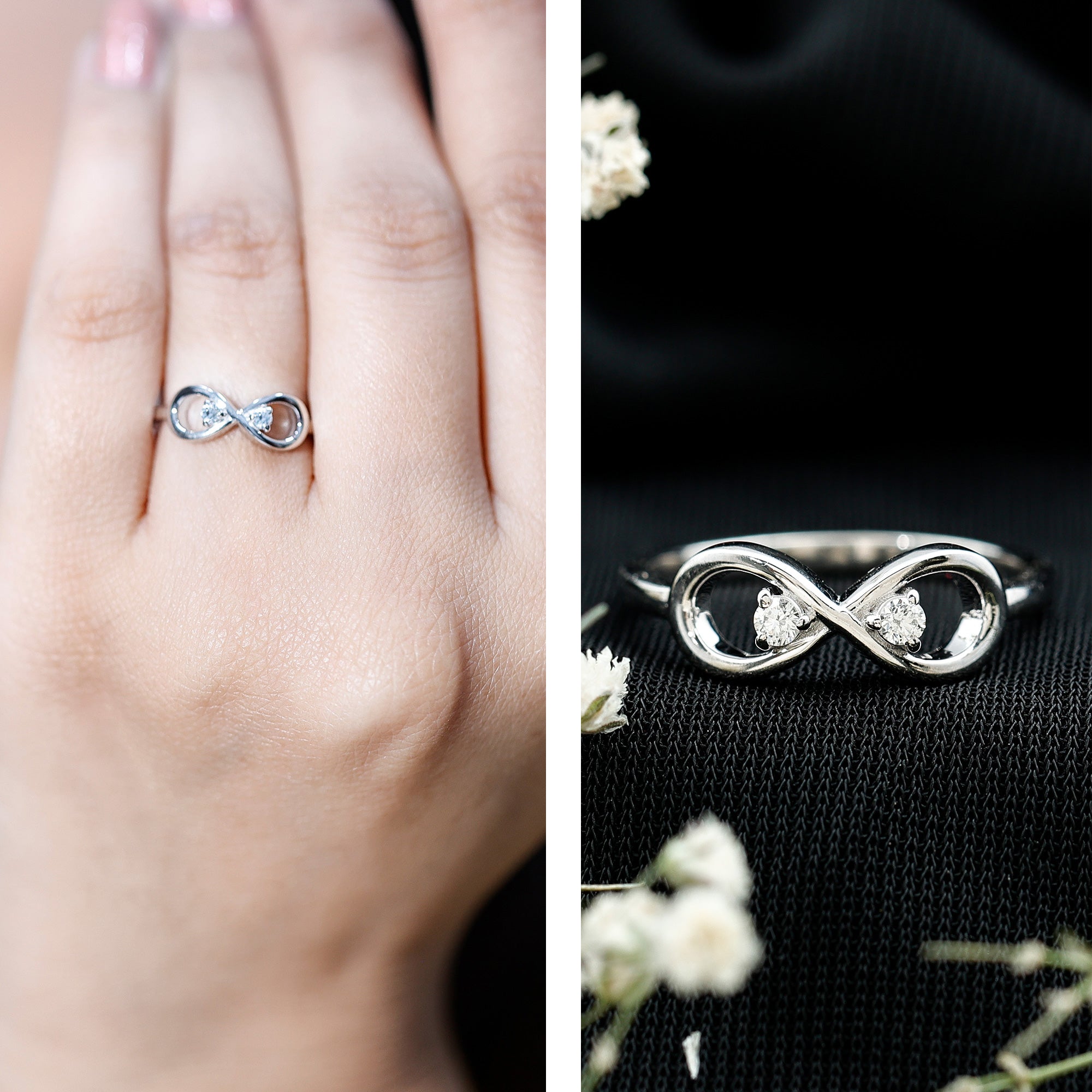 Minimalist Moissanite Infinity Promise Ring D-VS1 - Rosec Jewels