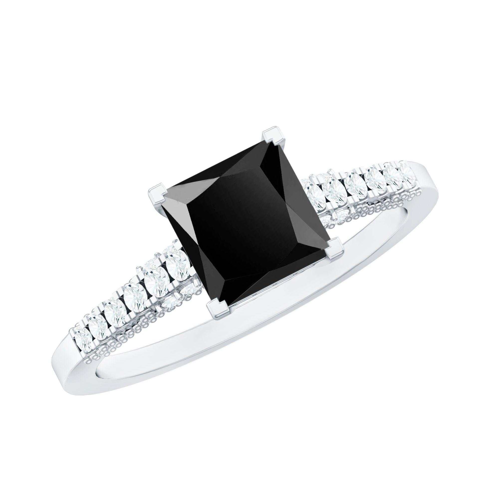 1.5 CT Solitaire Created Black Diamond Minimal Solitaire Ring with Diamond