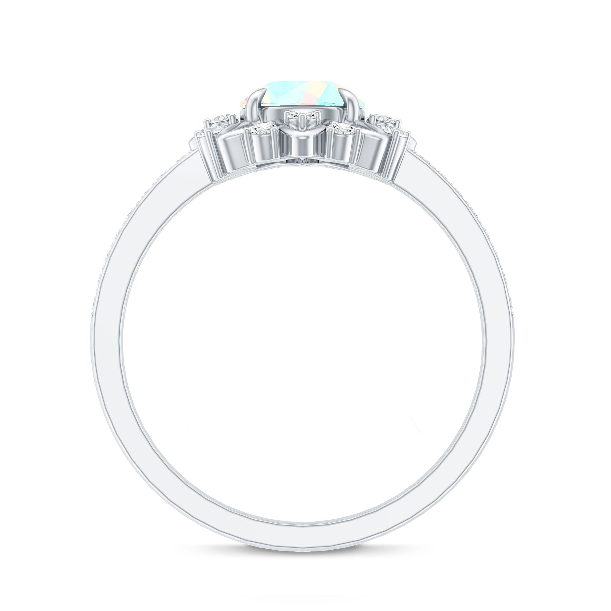 Genuine Ethiopian Opal Flower Engagement Ring with Diamond AAA - Rosec Jewels