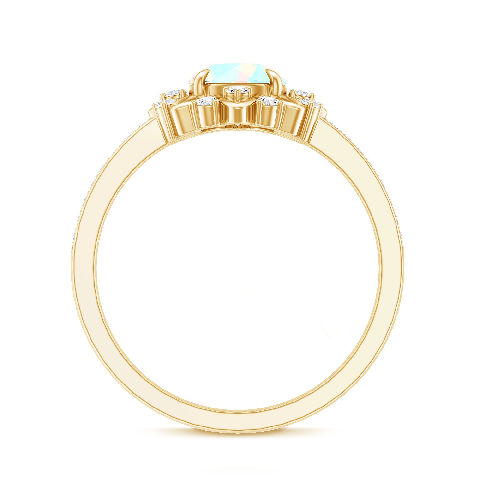 Genuine Ethiopian Opal Flower Engagement Ring with Diamond AAA - Rosec Jewels