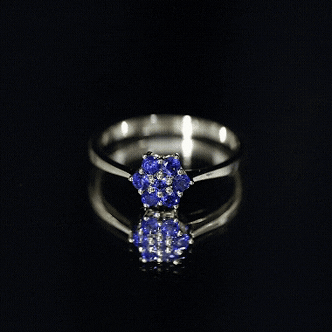 1 CT Round Shape Blue Sapphire Cluster Flower Ring AAA - Rosec Jewels