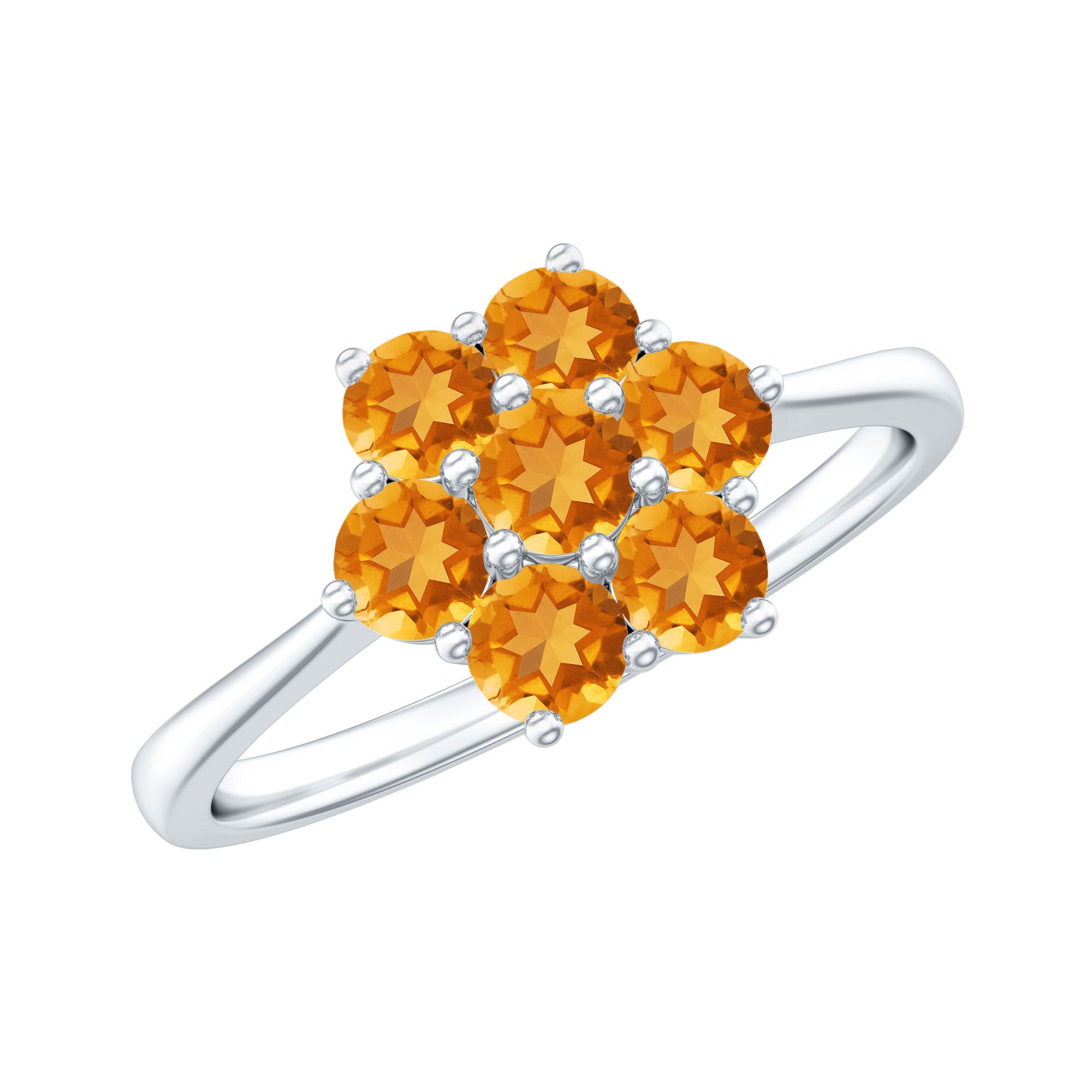 Rosec Jewels-Natural Citrine Floral Engagement Ring with Certificate