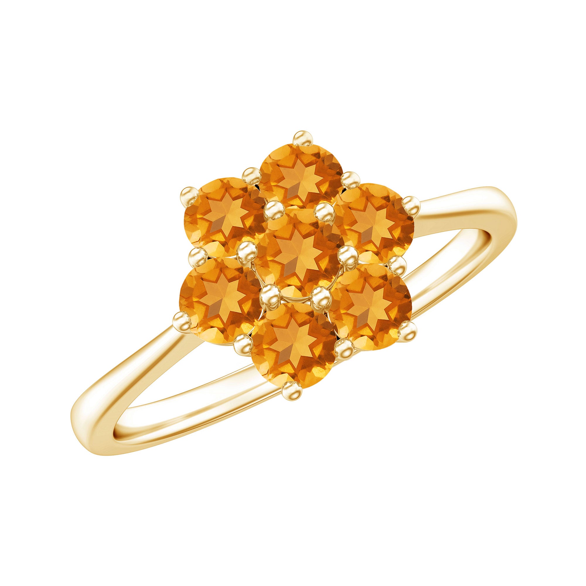 Rosec Jewels-Natural Citrine Floral Engagement Ring with Certificate