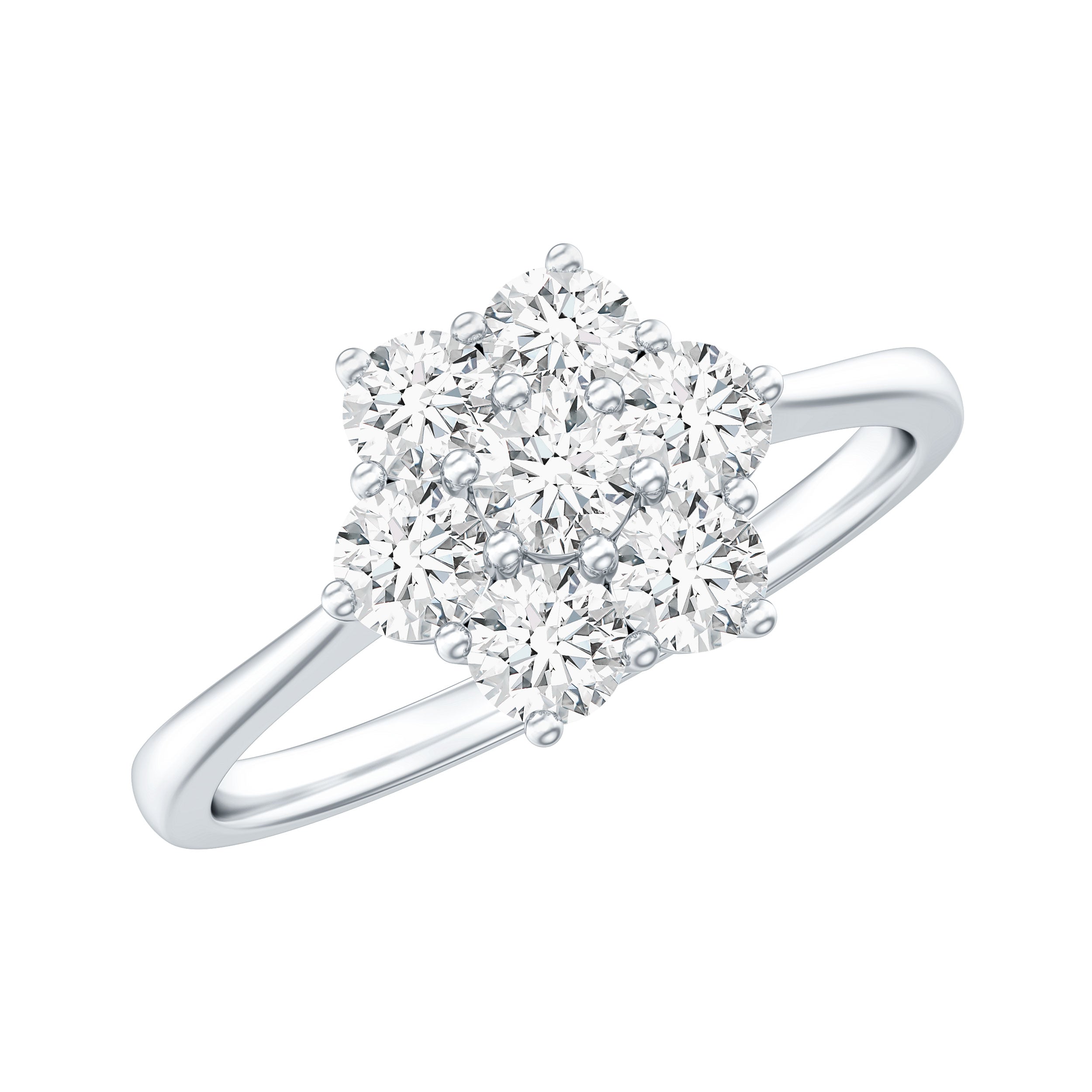 Natural Diamond Flower Cluster Engagement Ring for Women Natural - ( HI-SI ) - Rosec Jewels