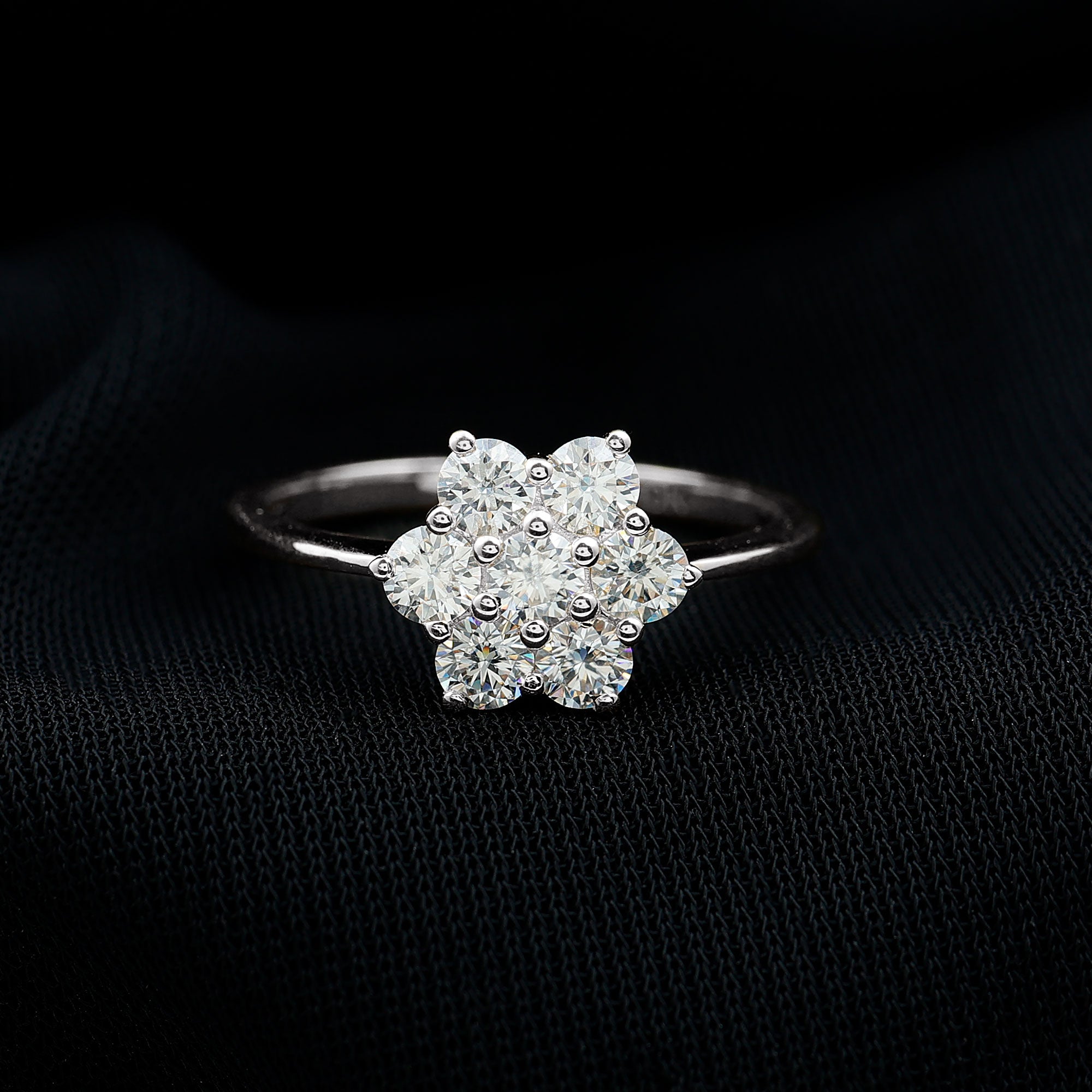 Natural Diamond Flower Cluster Engagement Ring for Women Natural - ( HI-SI ) - Rosec Jewels