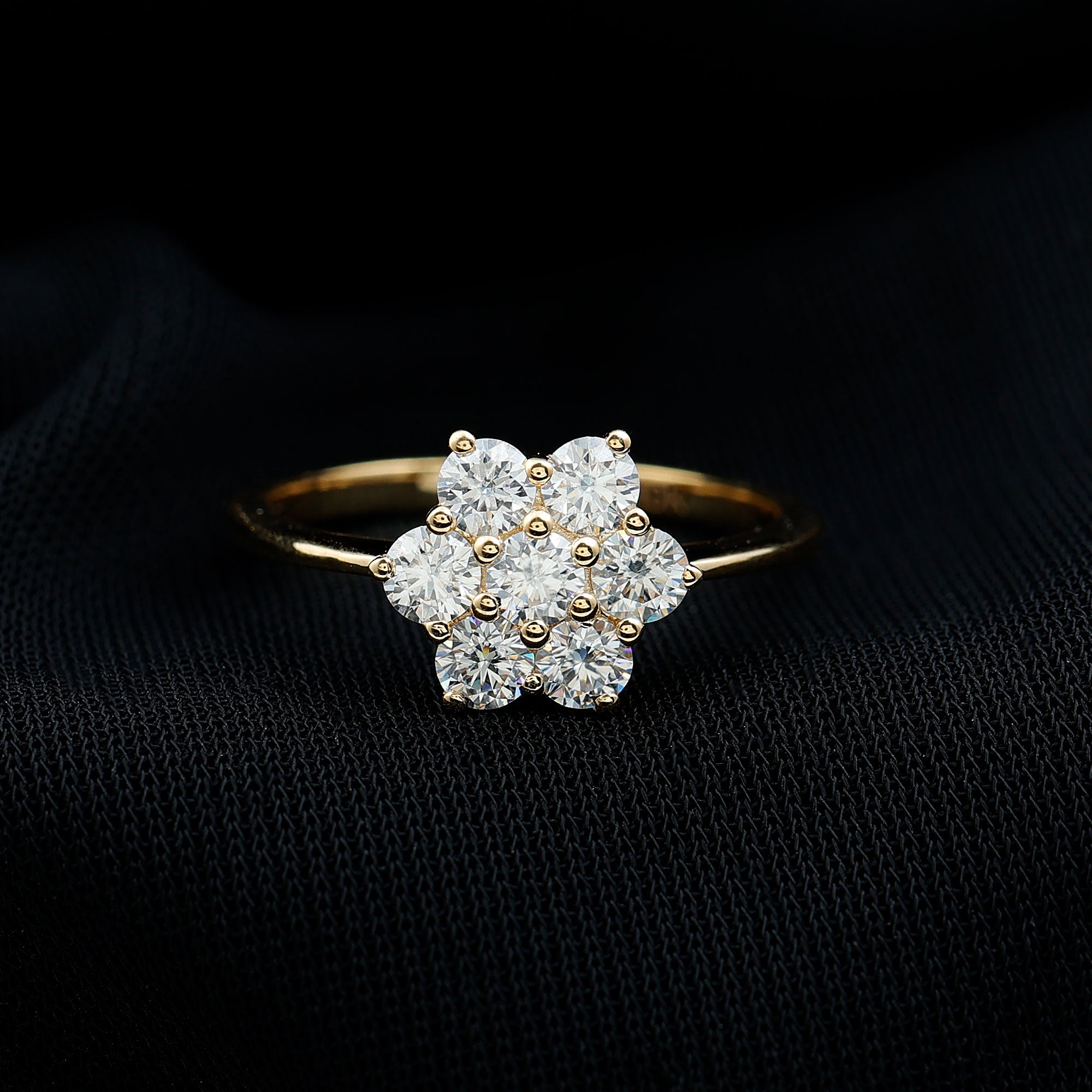 Rosec Jewels-Natural Diamond Flower Cluster Engagement Ring for Women