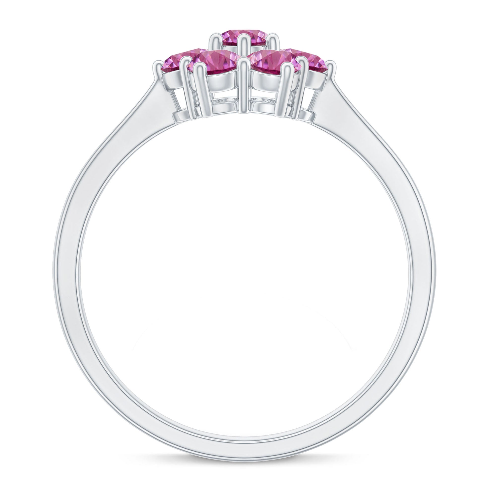 Round Shape Pink Tourmaline Flower Engagement Ring AAA - Rosec Jewels