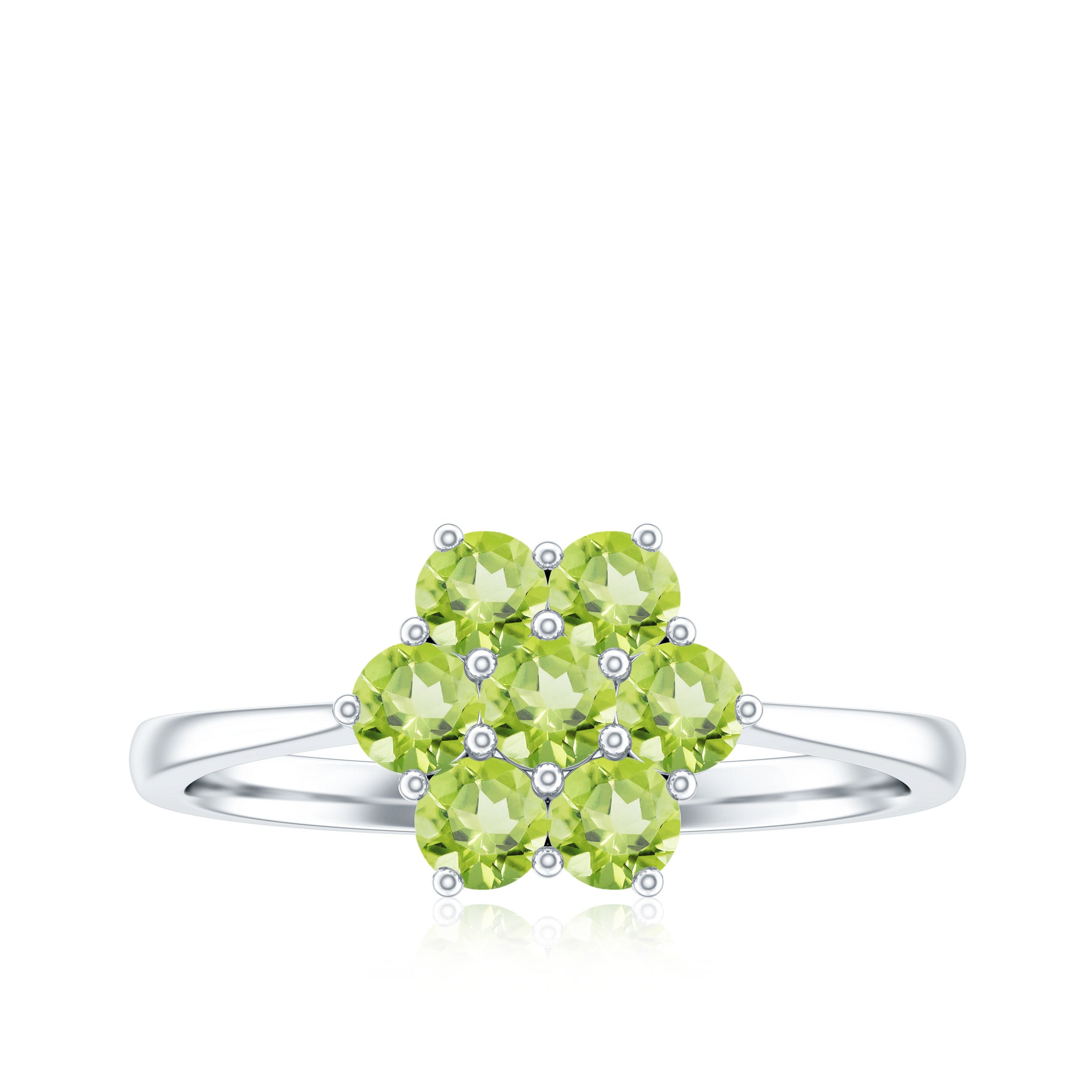 Rosec Jewels-Natural Peridot Flower Cluster Engagement Ring