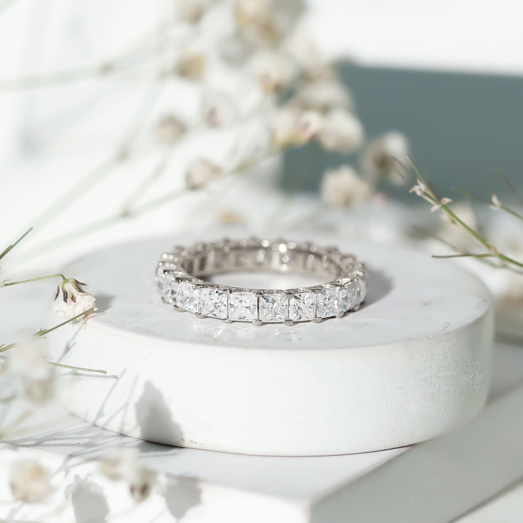 Princess Cut Moissanite Full Eternity Band Ring D-VS1 - Rosec Jewels