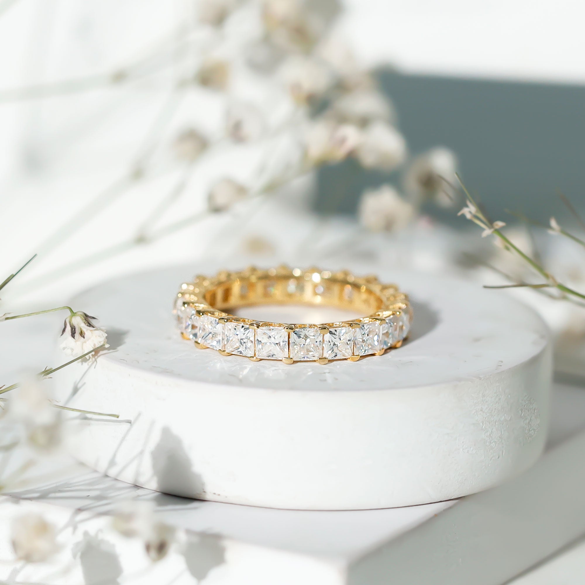Princess Cut Moissanite Full Eternity Band Ring D-VS1 - Rosec Jewels