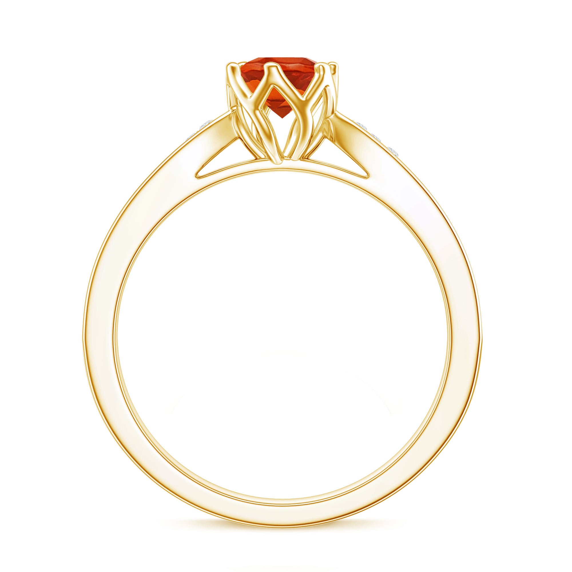 Genuine Fire Opal Solitaire Engagement Ring with Diamond AAA - Rosec Jewels
