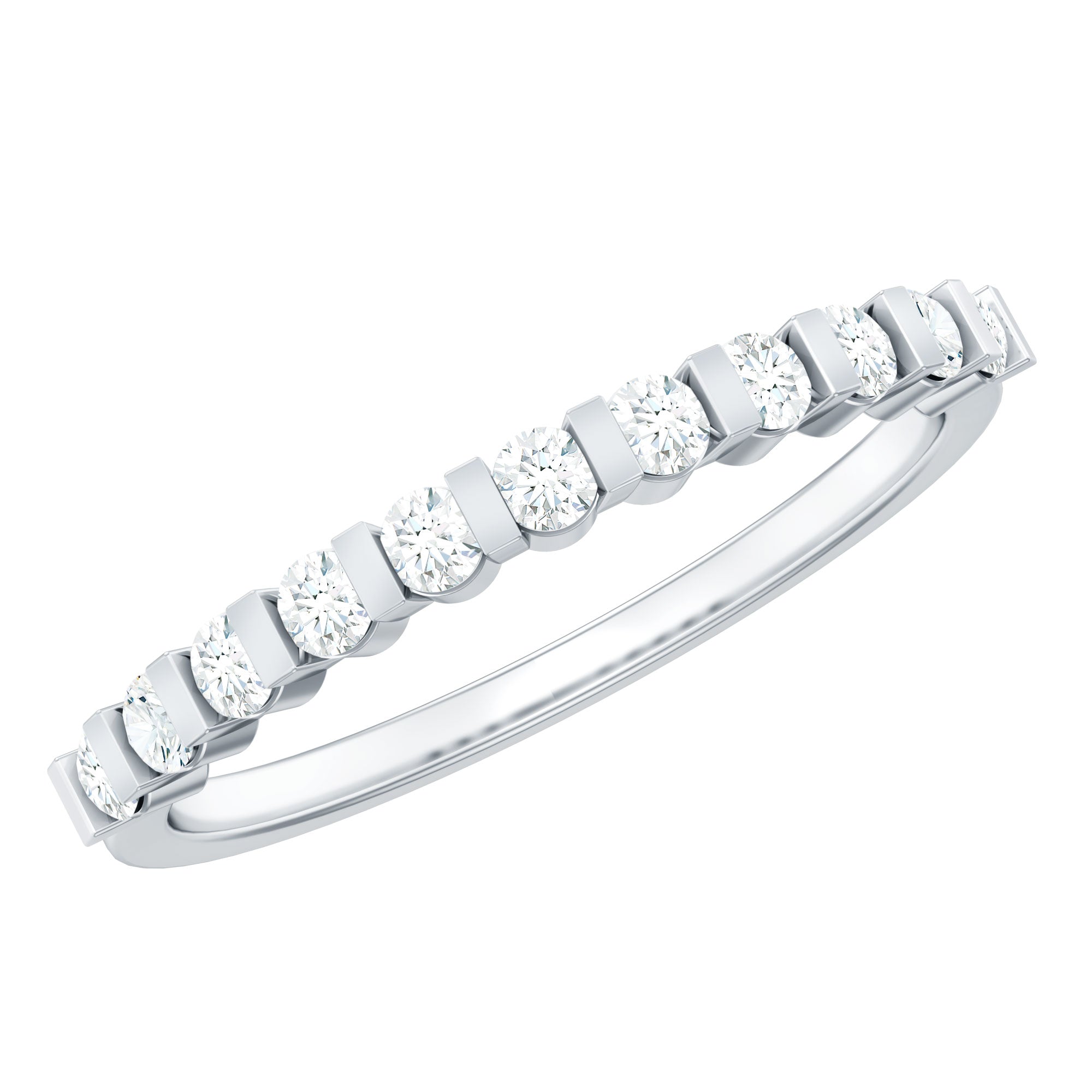Minimalist Moissanite Half Eternity Stackable Ring