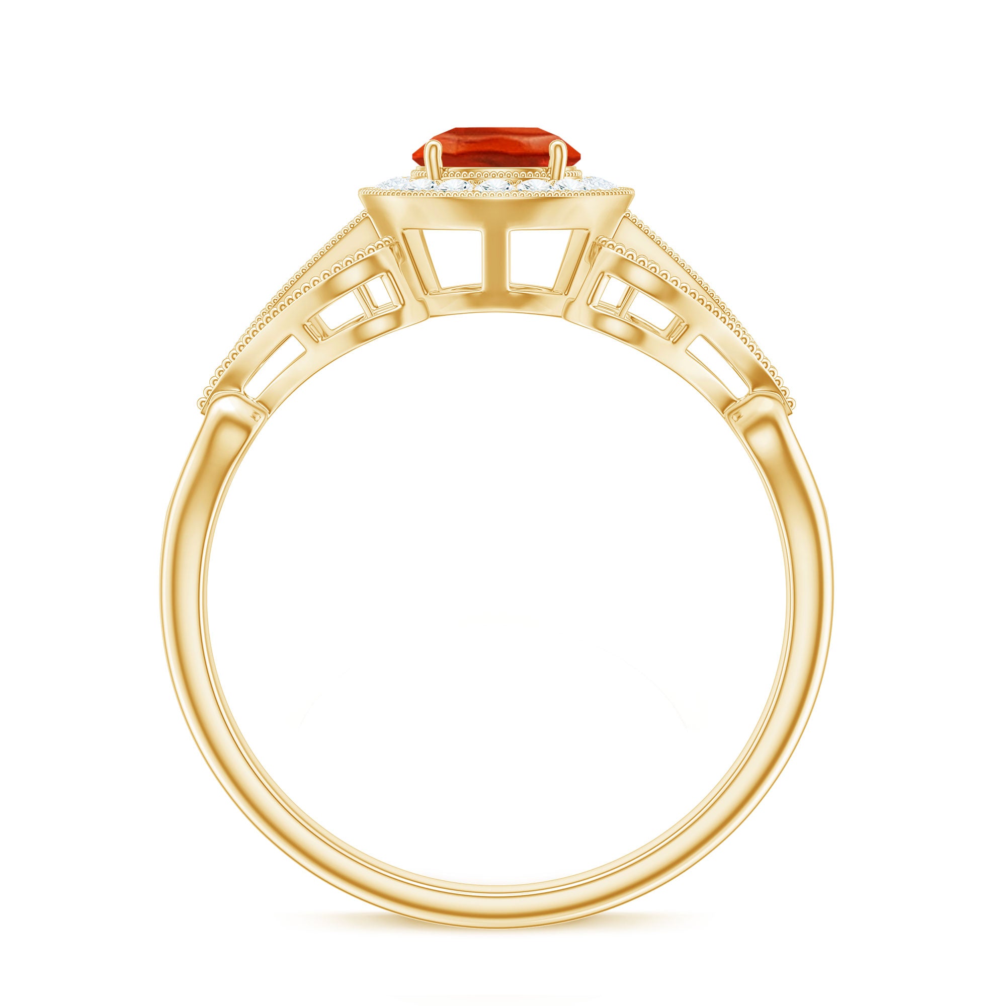 Rosec Jewels-Real 0.45 Carat Fire Opal and Diamond Vintage Inspired Engagement Ring