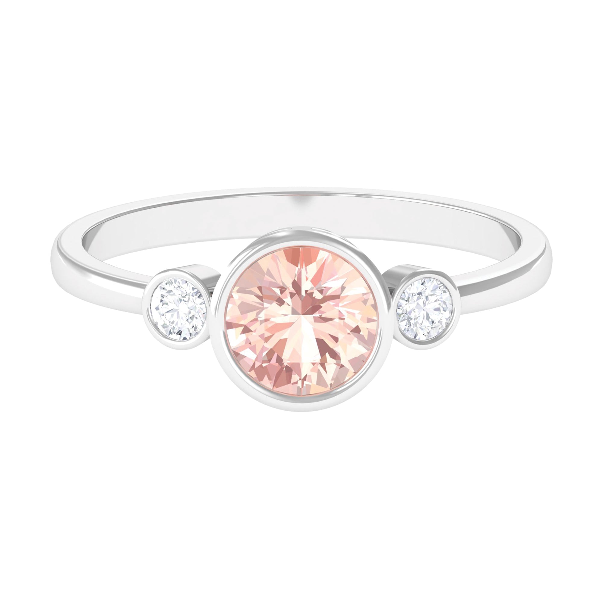 Morganite and Diamond Engagement Ring in Bezel Setting