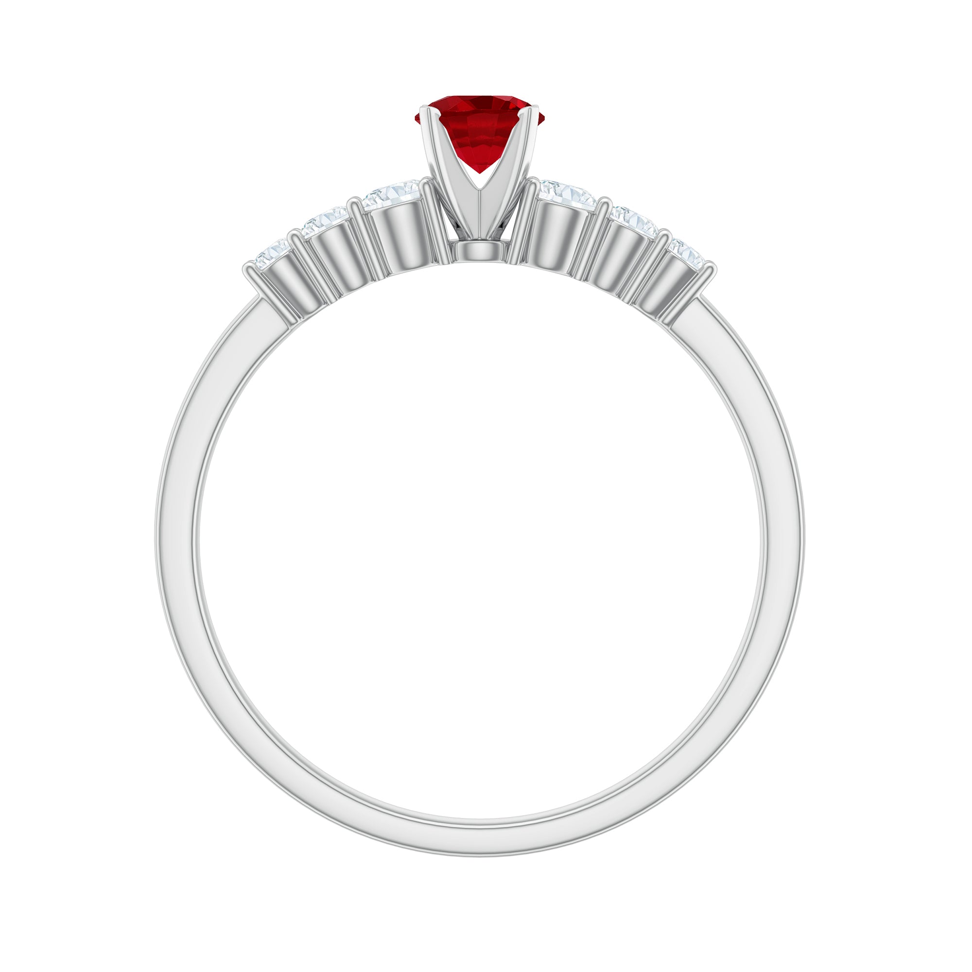 Rosec Jewels-Graduated Style Lab Created Ruby and Diamond Promise Ring