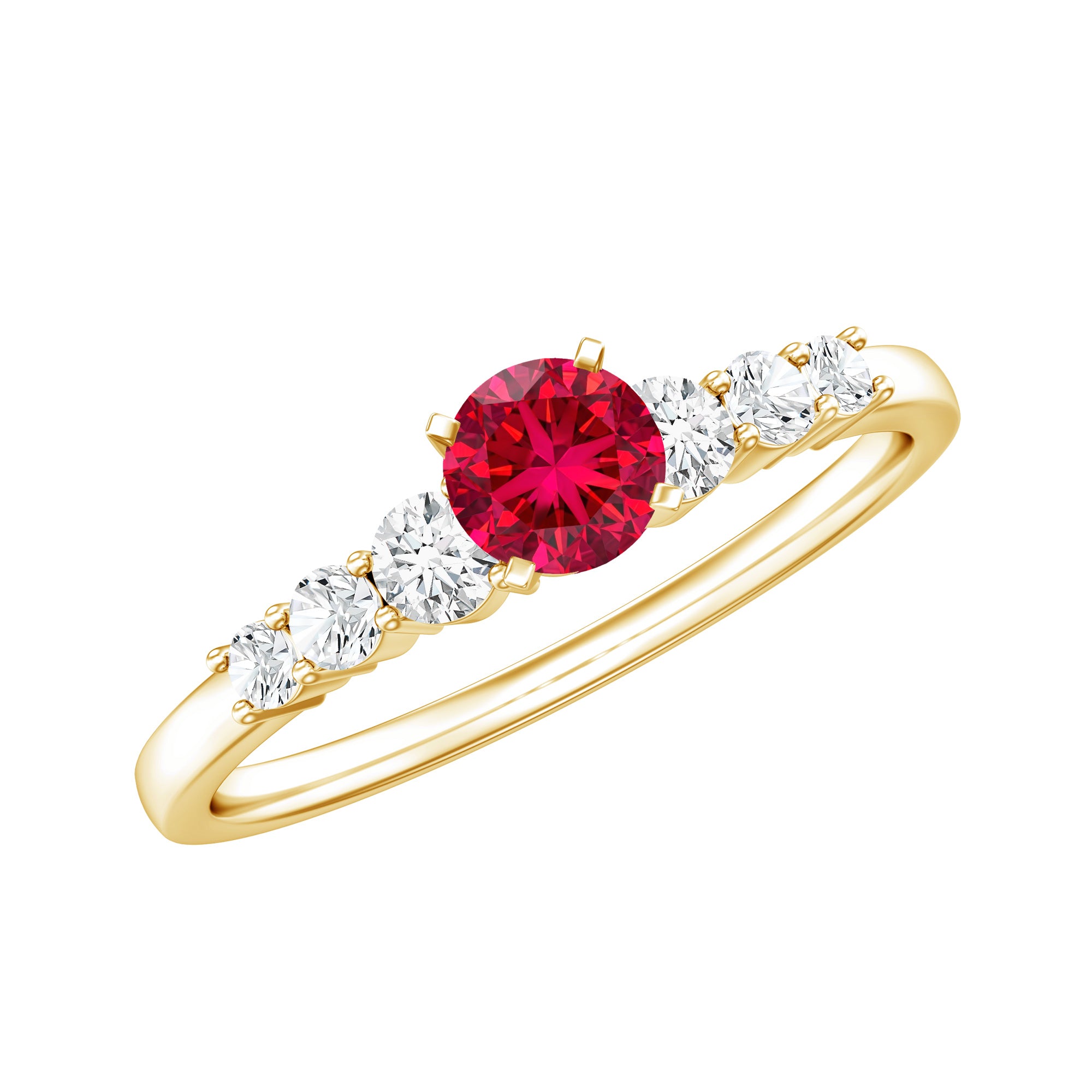 Graduated Style Lab Created Ruby and Diamond Promise Ring AAAA - Rosec Jewels