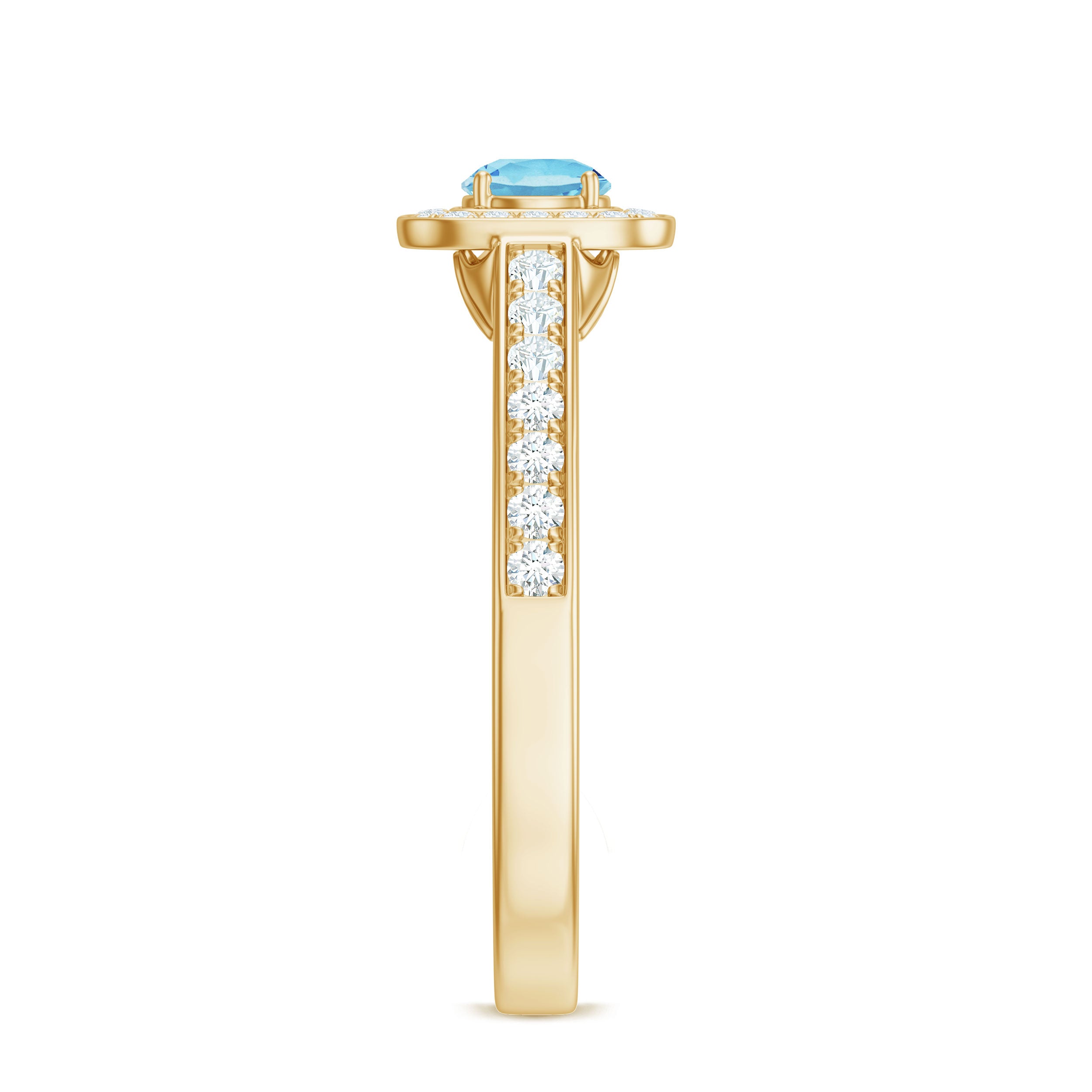 Vintage Looking Aquamarine and Diamond Halo Engagement Ring for Women AAA - Rosec Jewels