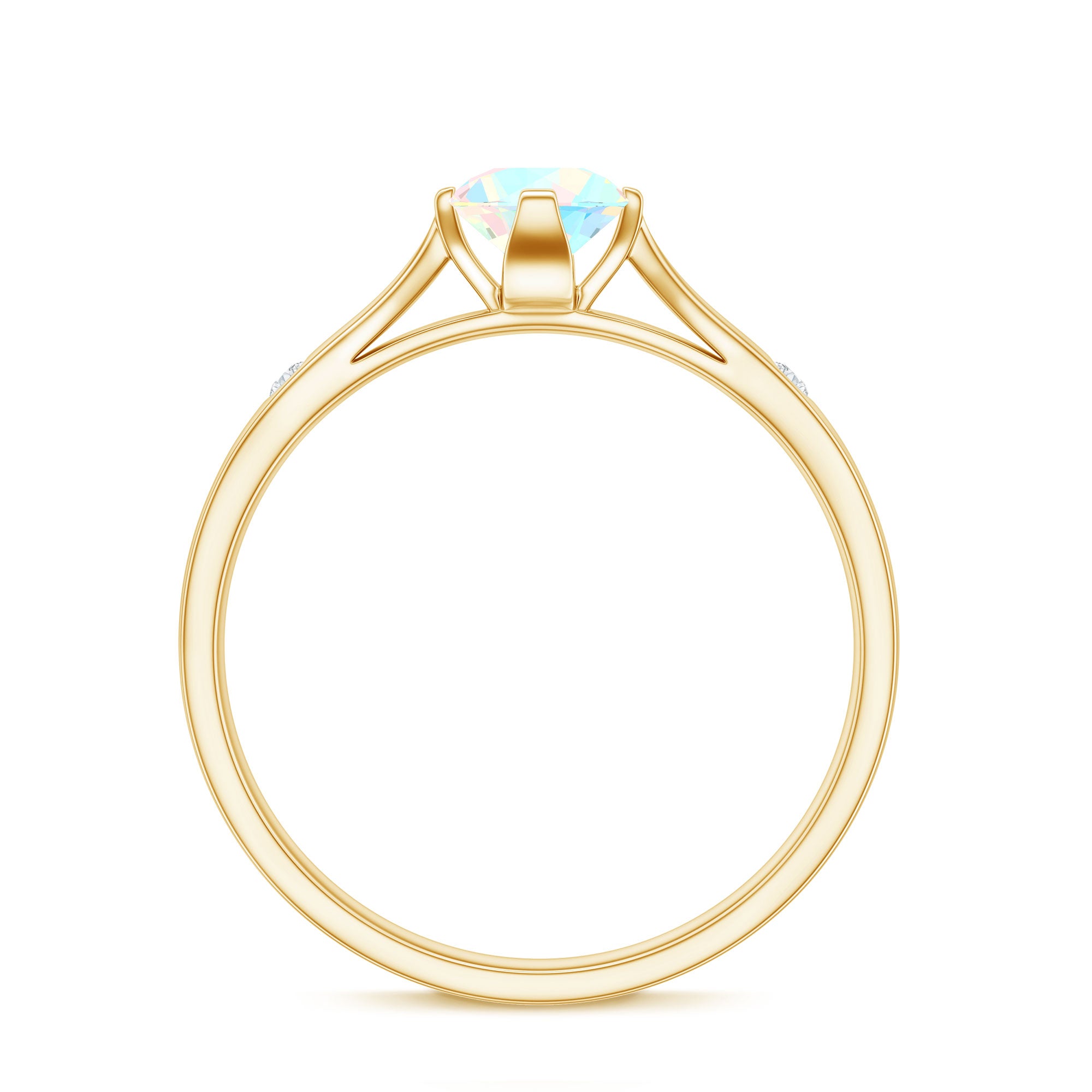 Natural Solitaire Ethiopian Opal Promise Ring with Diamond AAA - Rosec Jewels