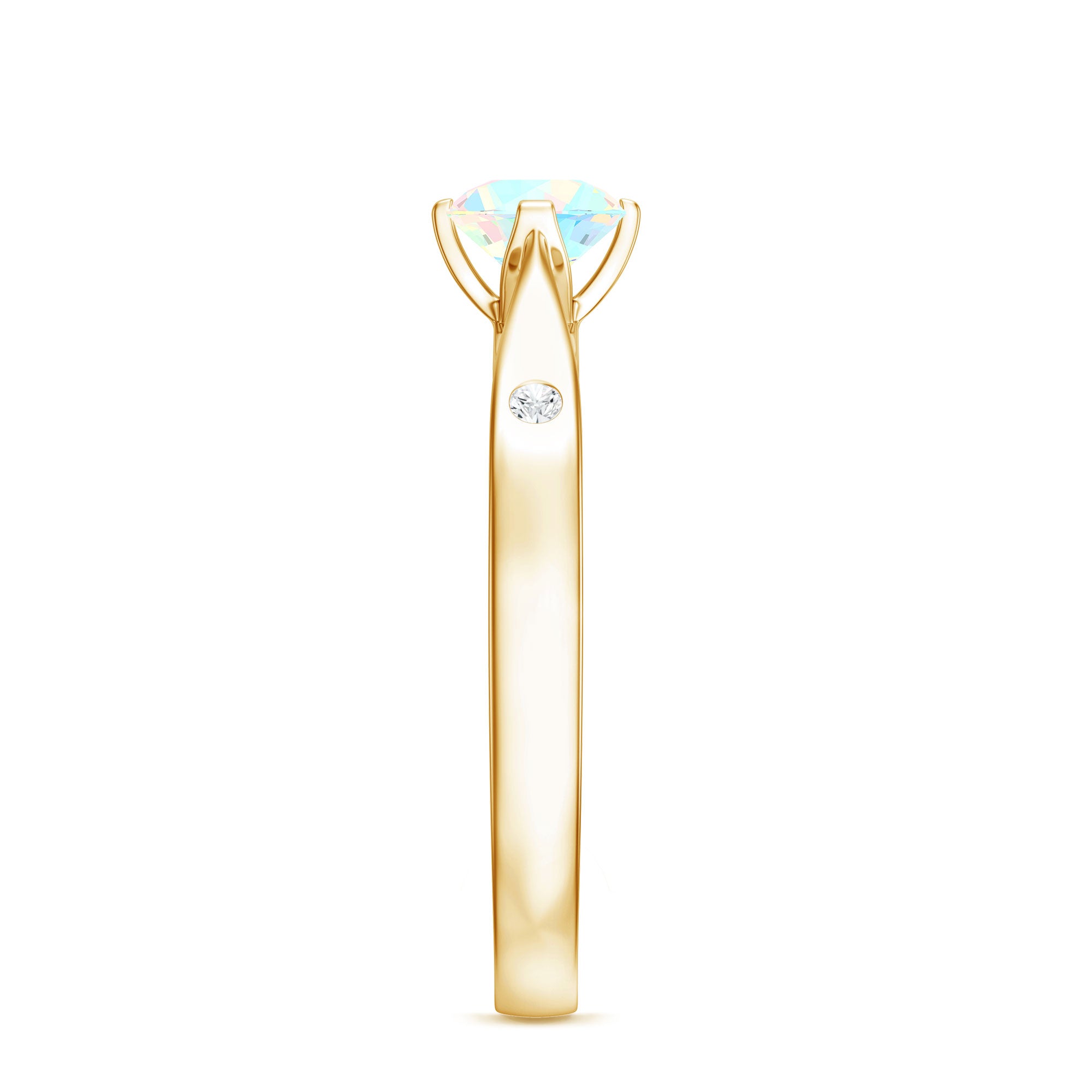 Natural Solitaire Ethiopian Opal Promise Ring with Diamond AAA - Rosec Jewels