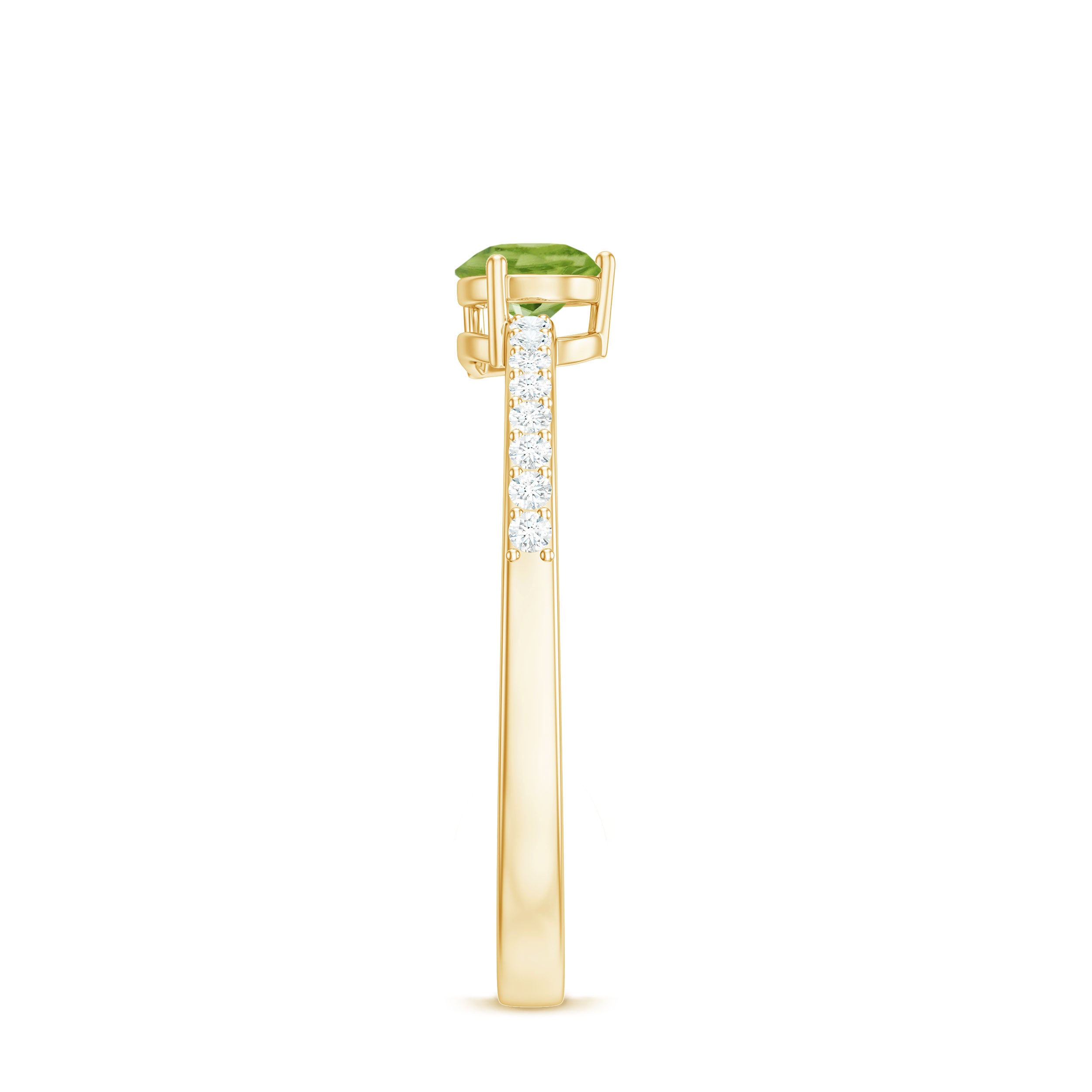 Natural 1 Carat Pear Shape Peridot Engagement Ring with Diamond AAA - Rosec Jewels