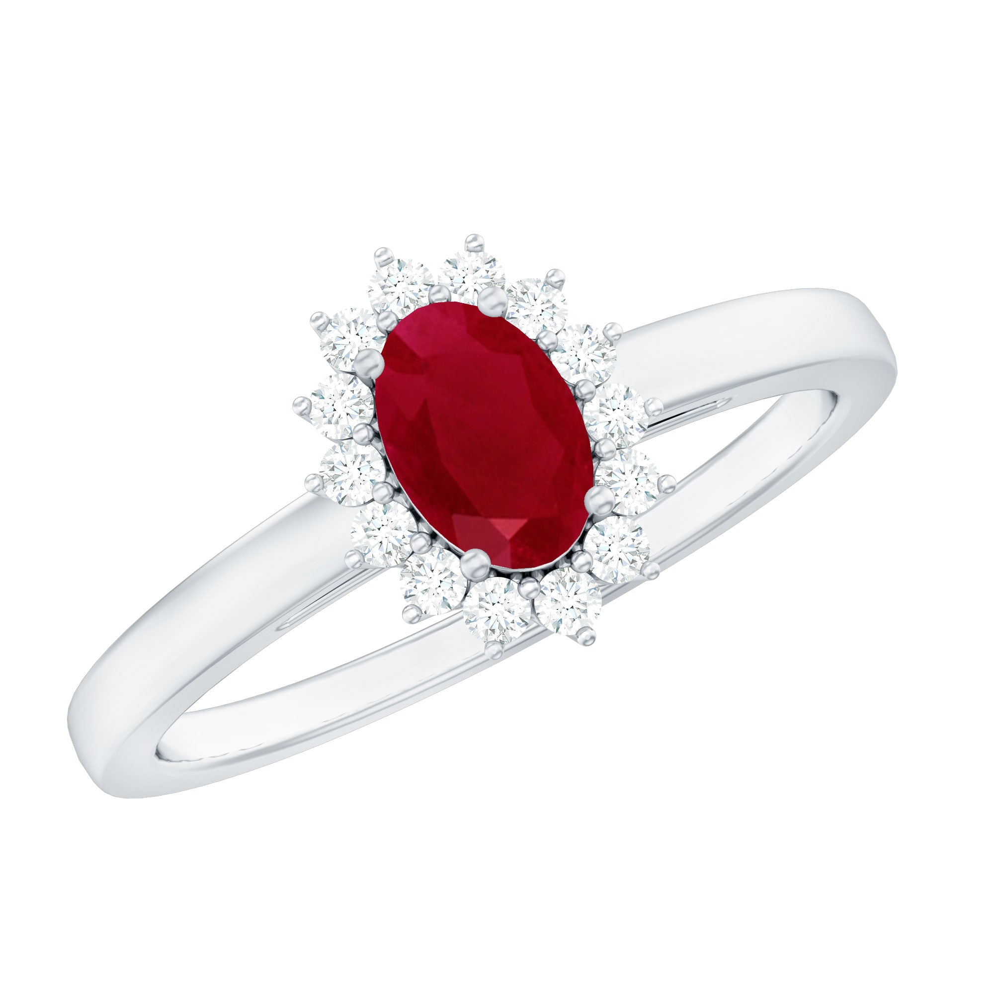 Ruby and Diamond Floral Engagement Ring