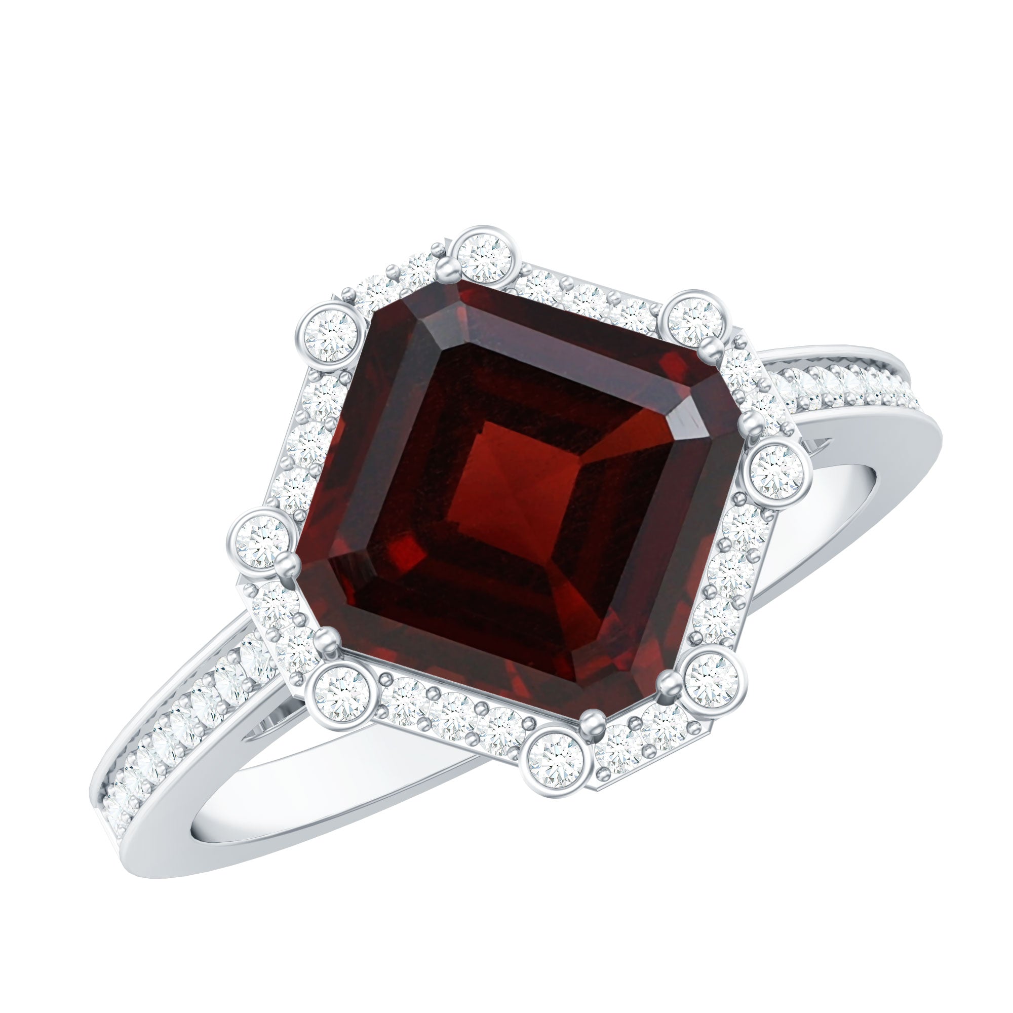 3.75 CT Antique Garnet Engagement Ring with Diamond Accent