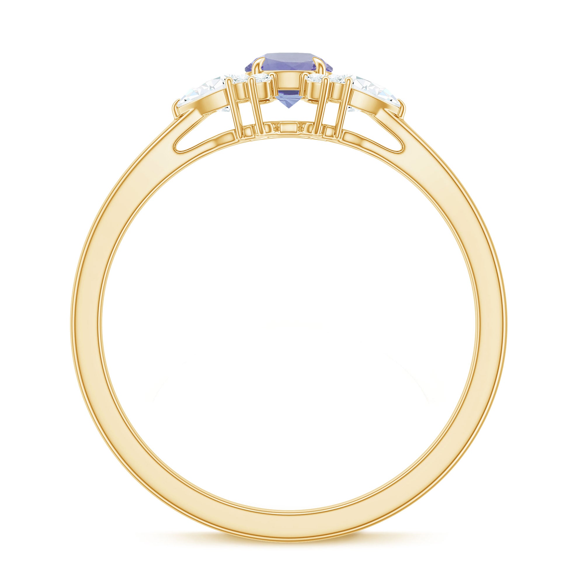 Real Tanzanite Promise Ring with Diamond AAA - Rosec Jewels