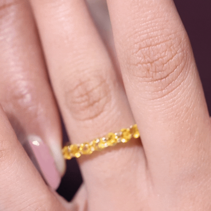 Round Citrine Simple Full Eternity Band Ring AAA - Rosec Jewels