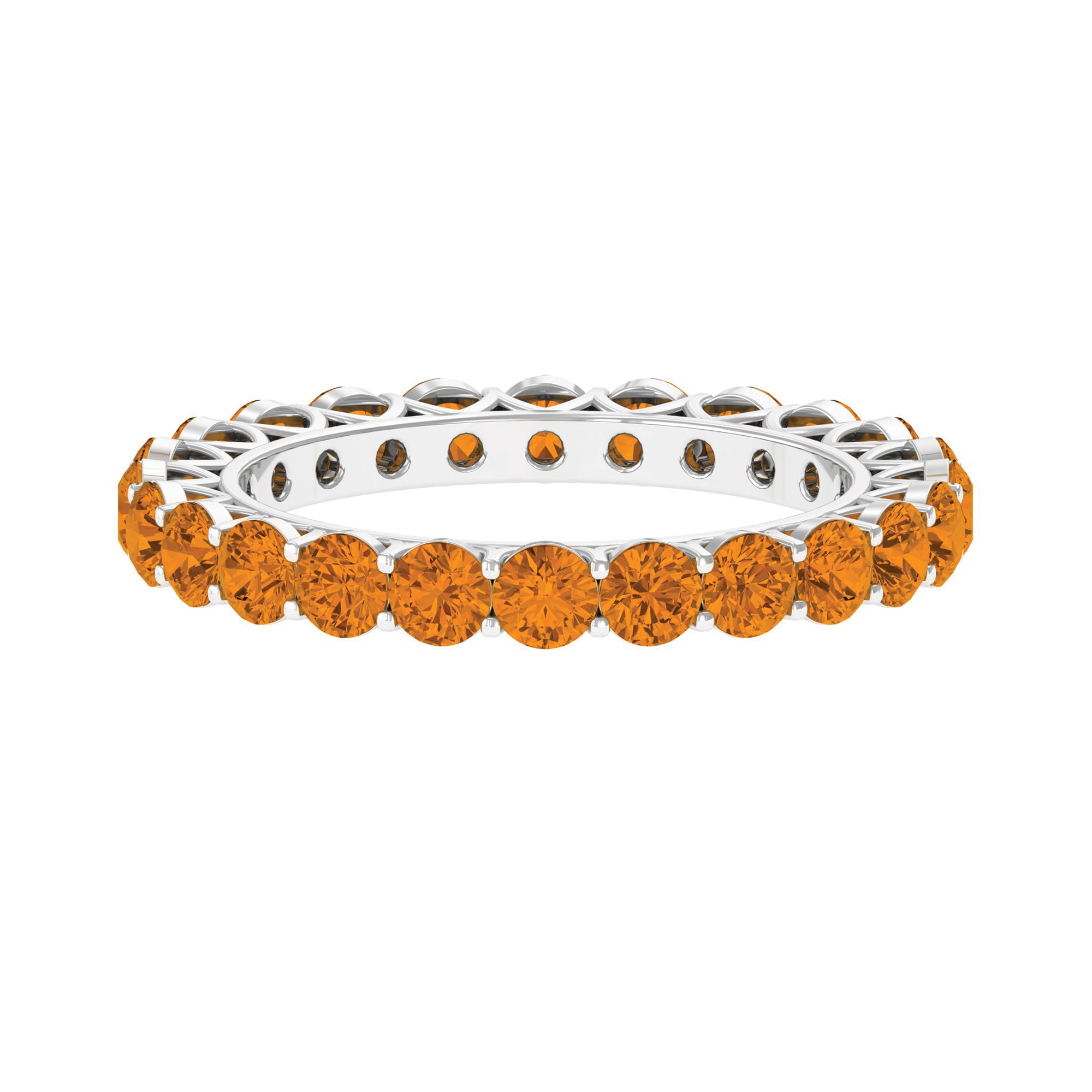 Round Citrine Simple Full Eternity Band Ring AAA - Rosec Jewels