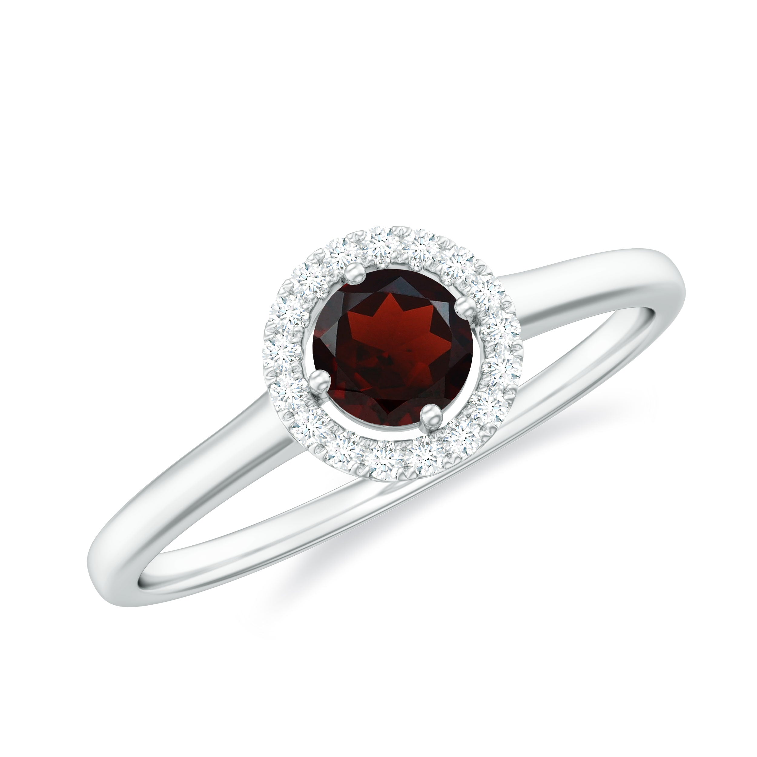 1/2 CT Certified Garnet and Diamond Floating Halo Promise Ring