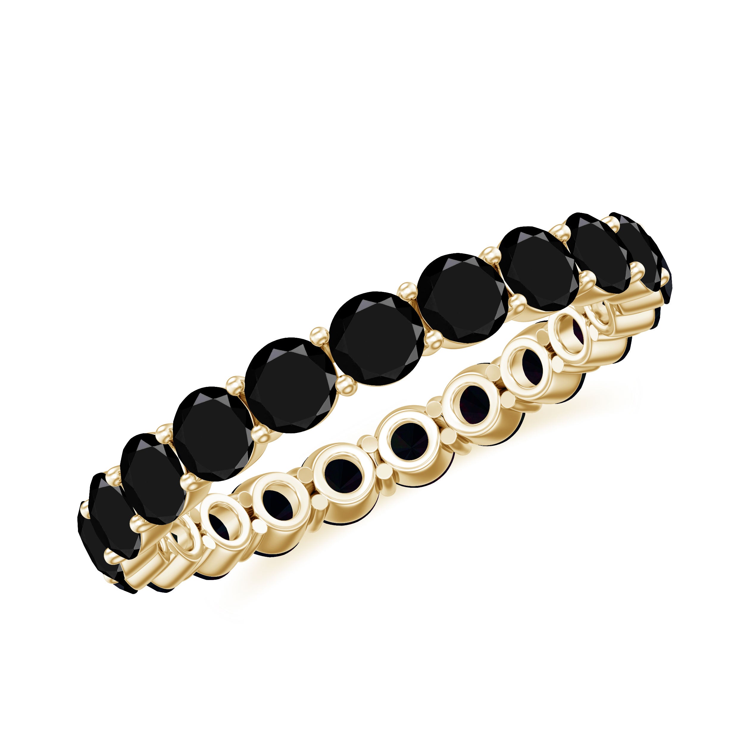 Certified Round Black Spinel Eternity Wedding Band AAA - Rosec Jewels