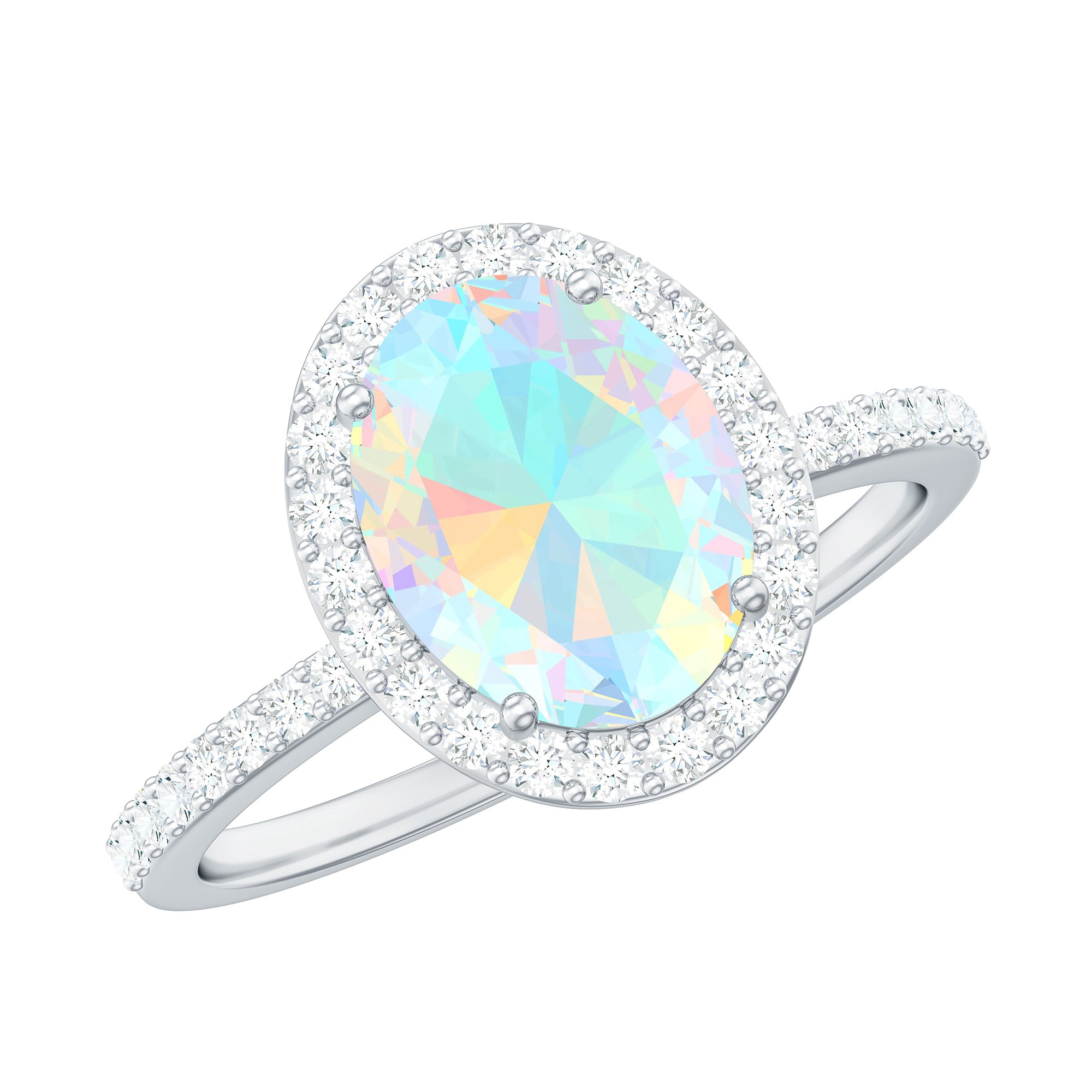 Certified Real 8X10 mm Ethiopian Opal Engagement Ring with Diamond Halo