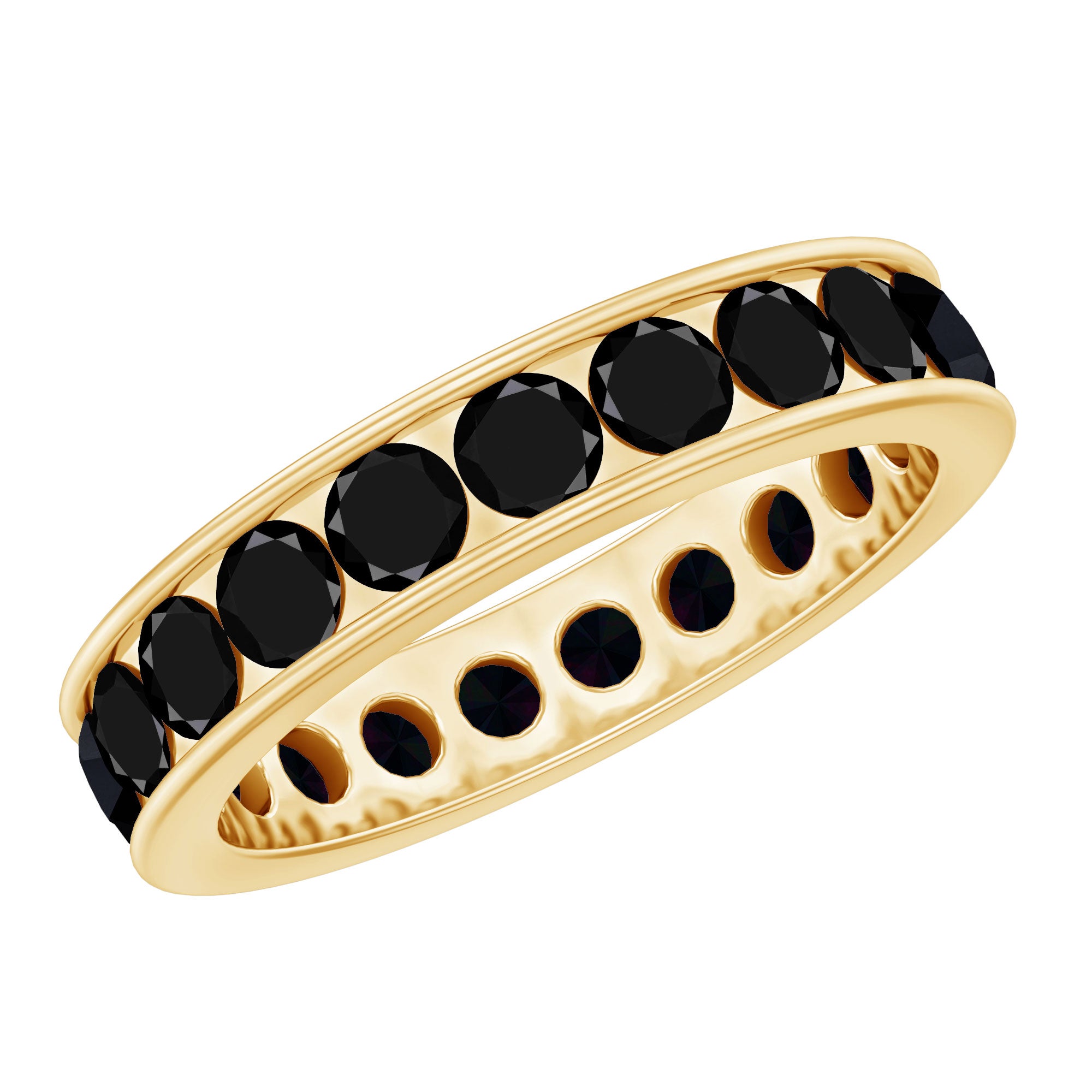 Round Cut Black Onyx Eternity Band in Channel Setting AAA - Rosec Jewels