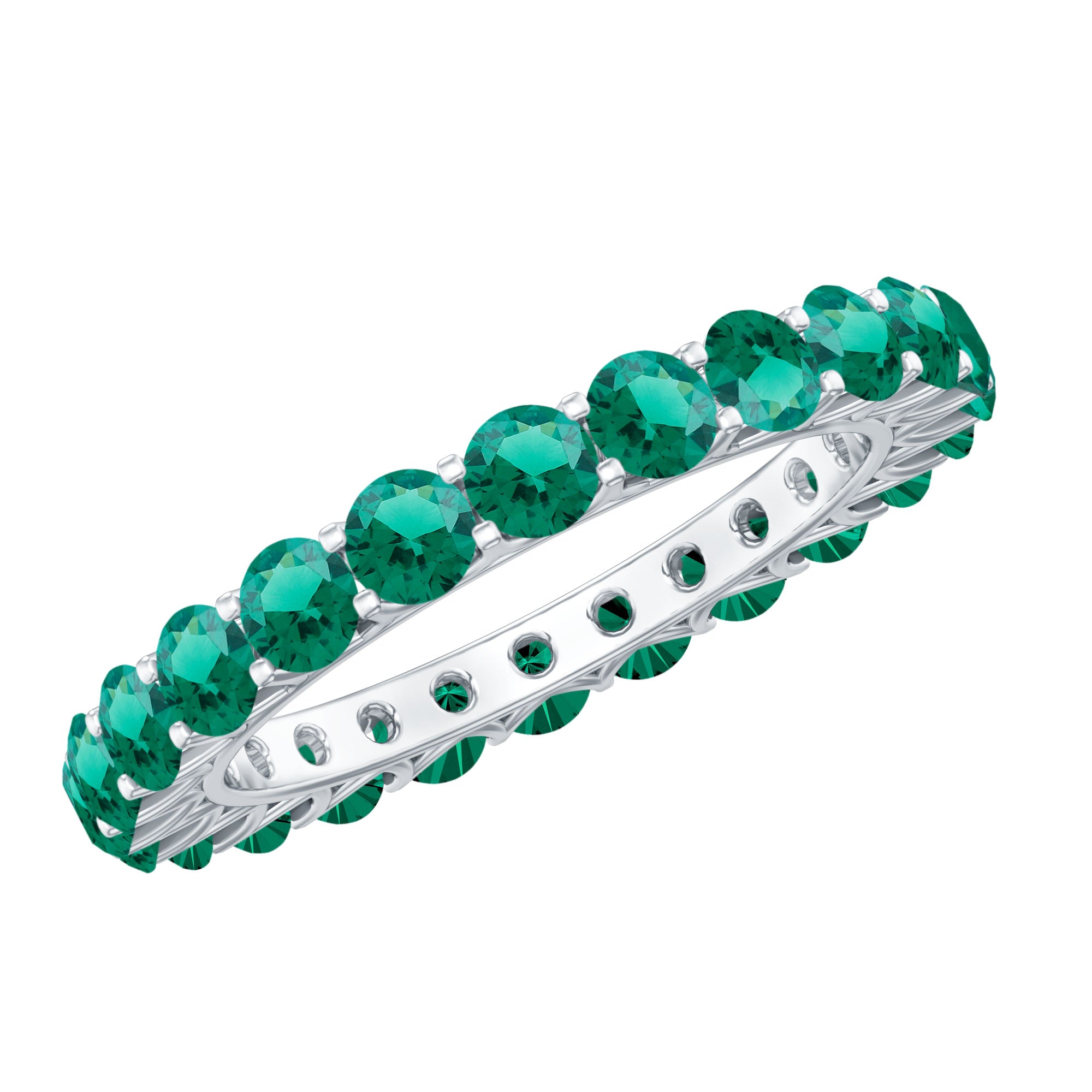 Certified Lab Created Emerald Full Eternity Band Ring