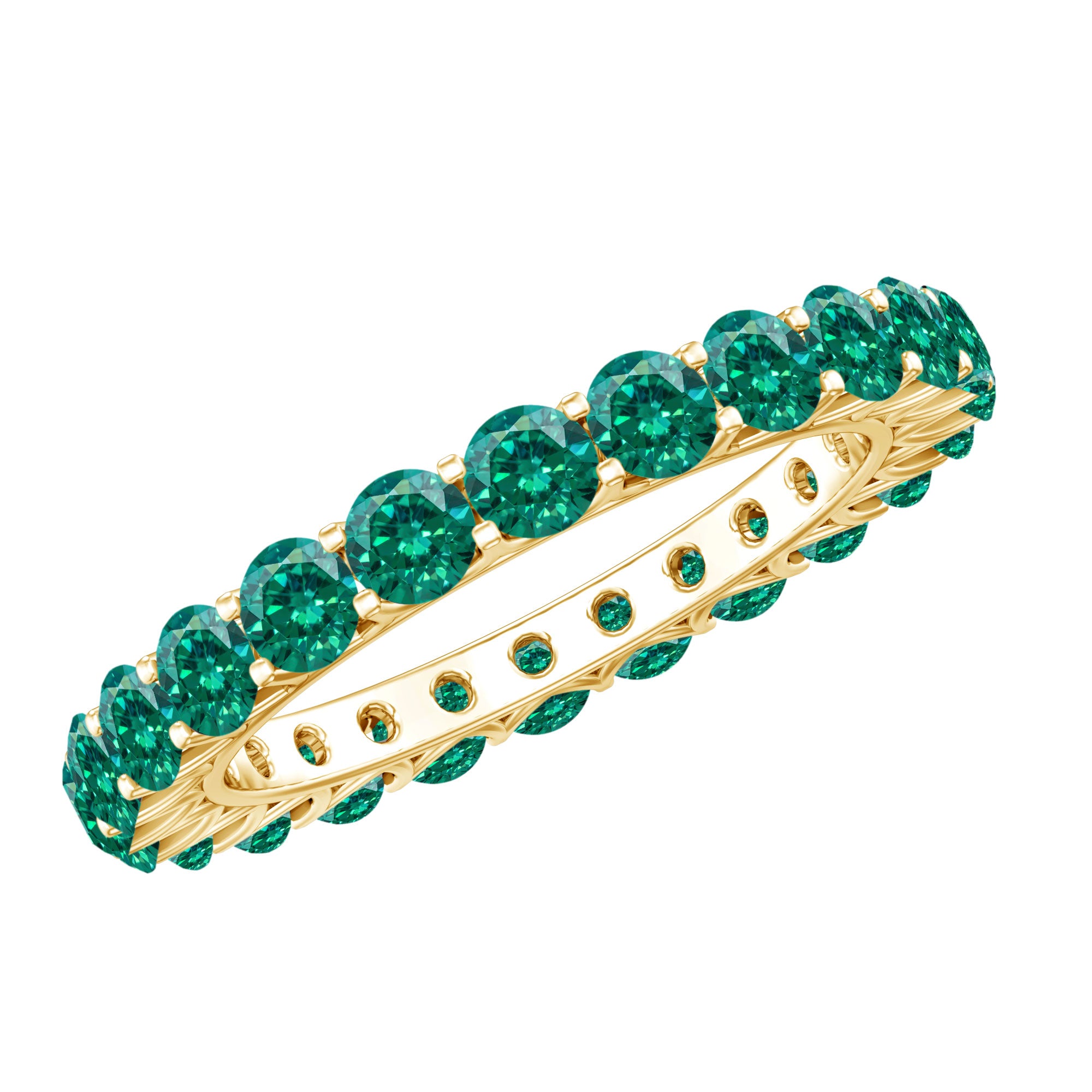 Certified Lab Created Emerald Full Eternity Band Ring AAAA - Rosec Jewels