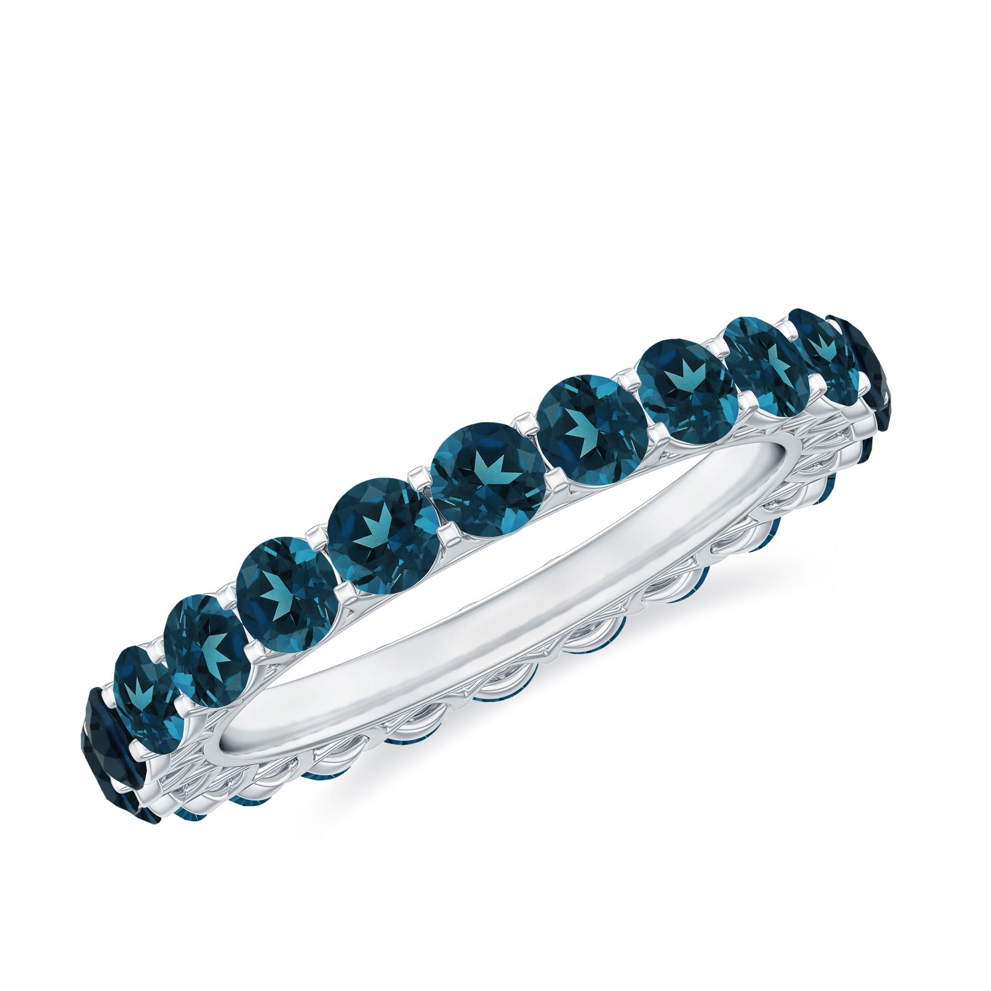 Certified London Blue Topaz Full Eternity Band Ring