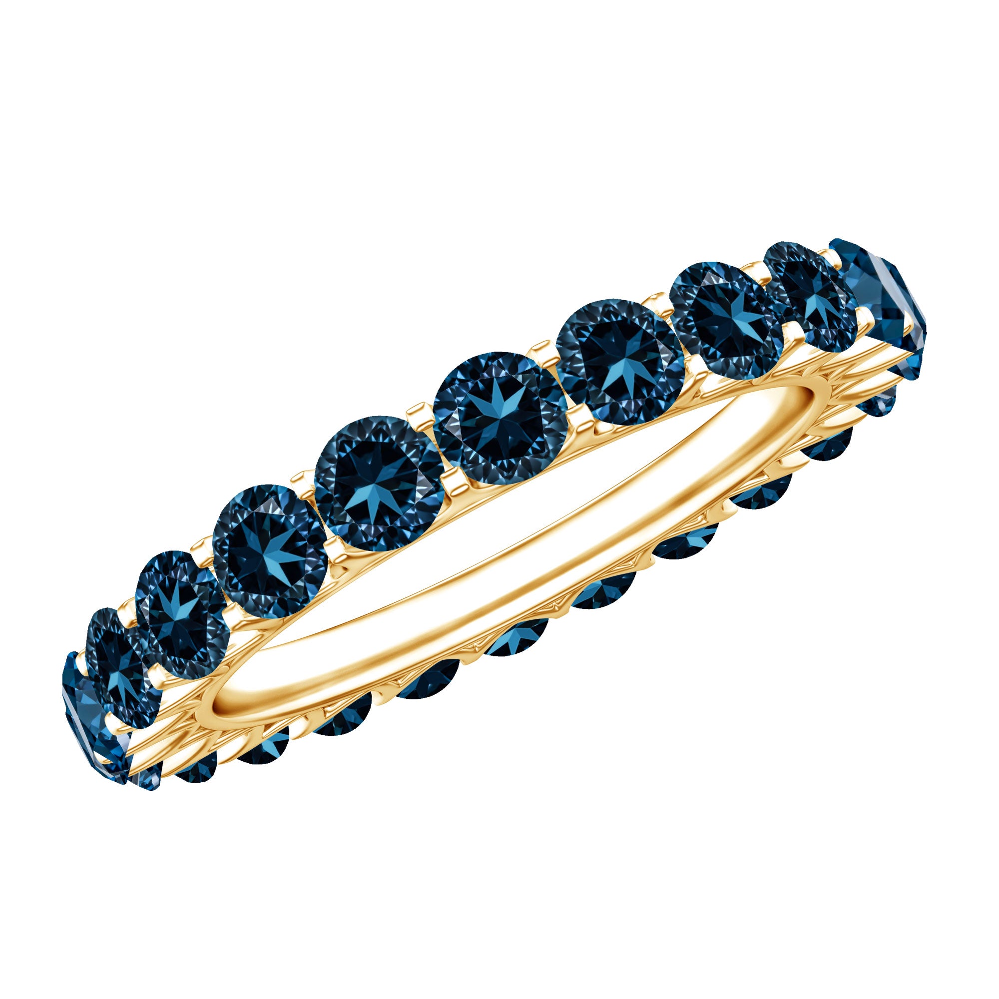 Certified London Blue Topaz Full Eternity Band Ring AAA - Rosec Jewels