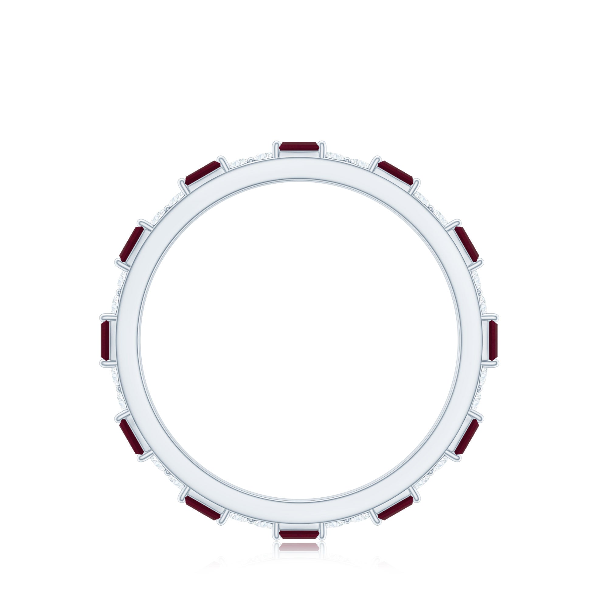 Genuine Baguette Ruby Diamond Eternity Ring for Women AAA - Rosec Jewels