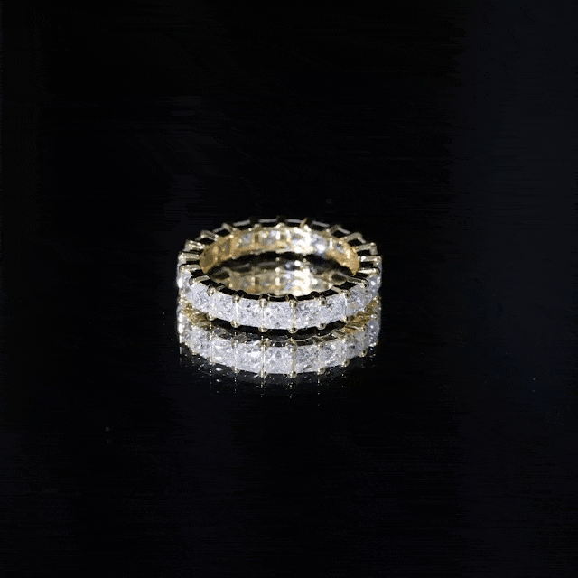 Princess Cut Certified Moissanite Full Eternity Ring D-VS1 - Rosec Jewels