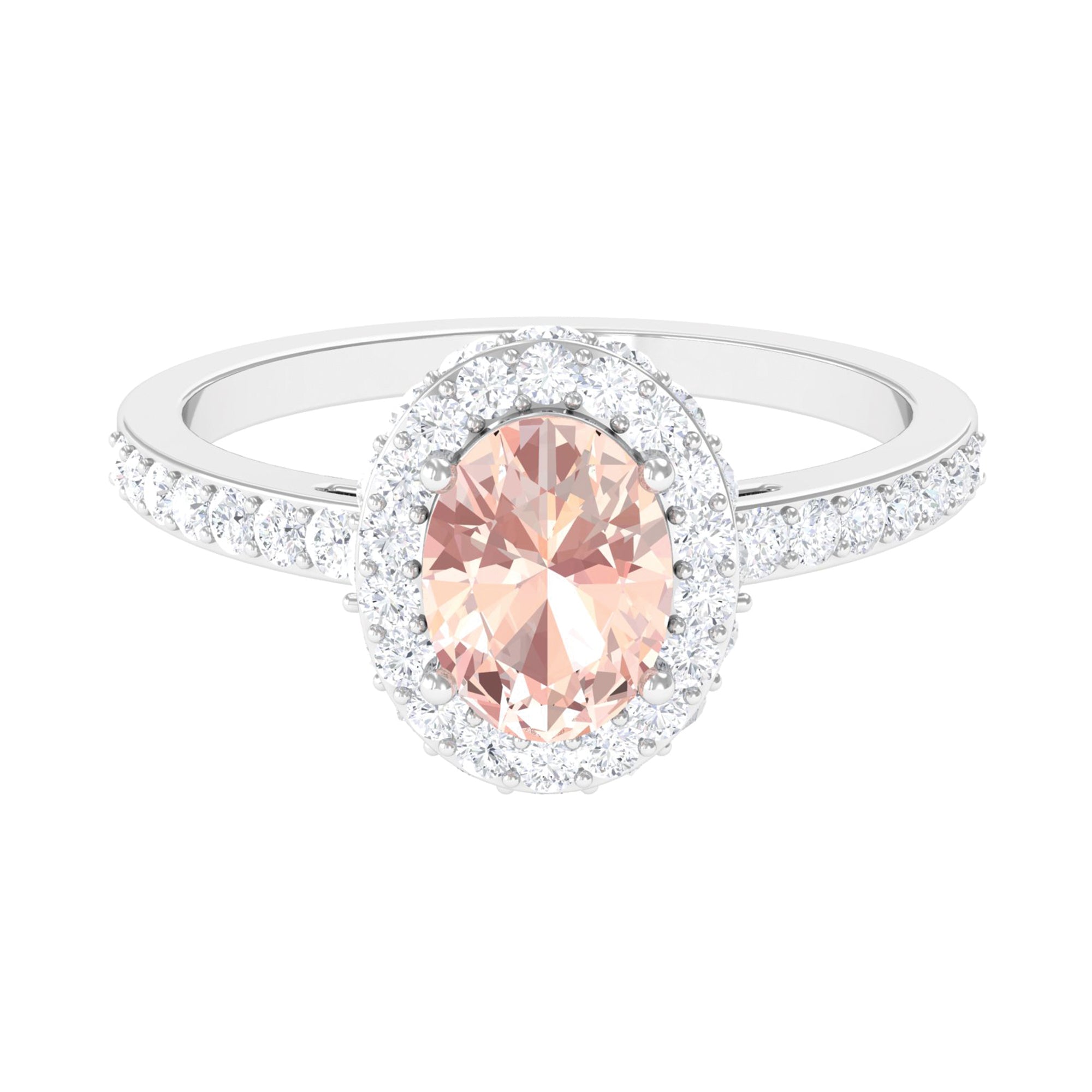 Oval Morganite Halo Engagement Ring with Diamond